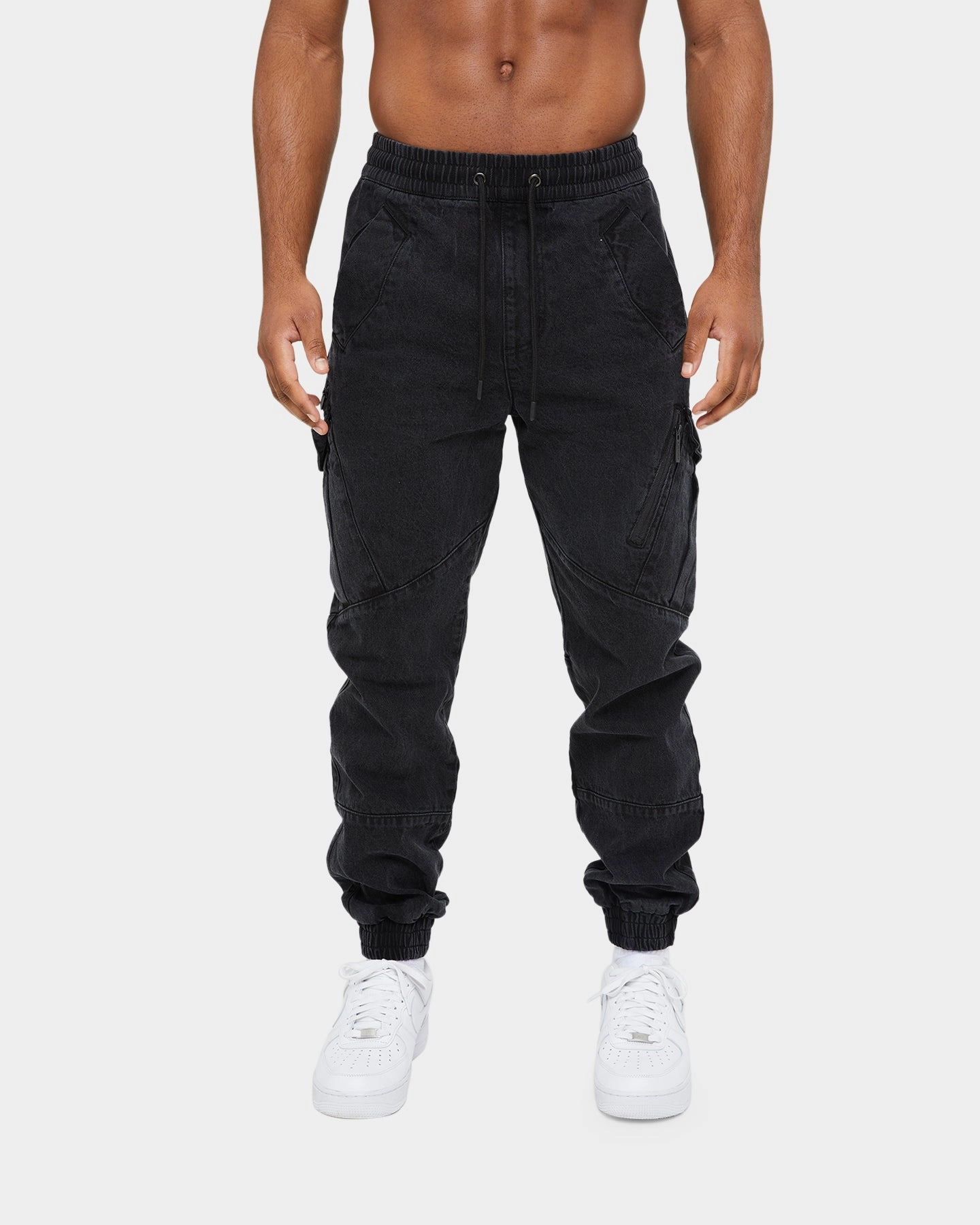 Secure Waistband NonRestrictiveFit Carre Evolution XL Denim Cargo Jogger Wash Black