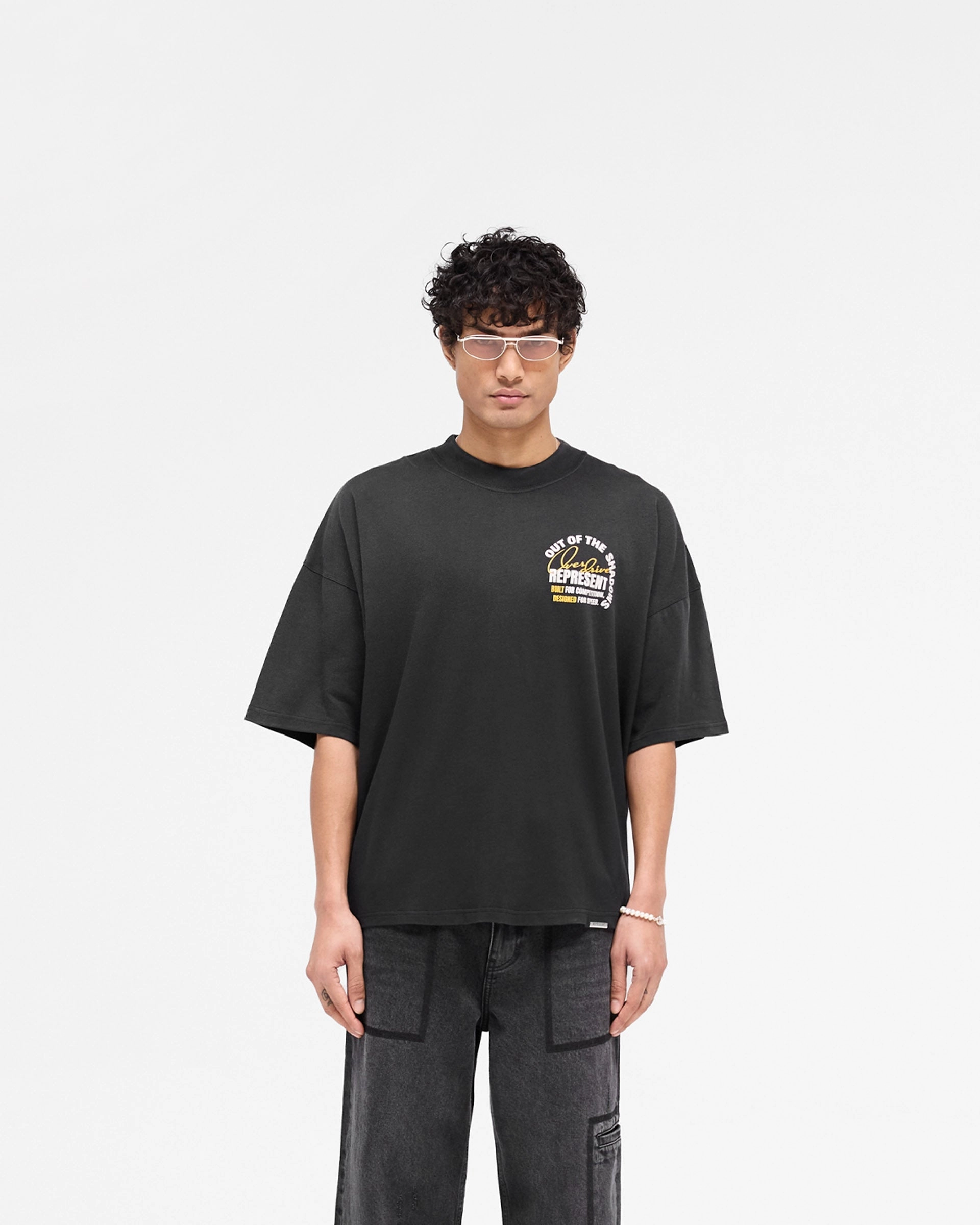 Out Of The Shadows T-Shirt - Stained Black Hypoallergenic Textile Drip Dry Fabric