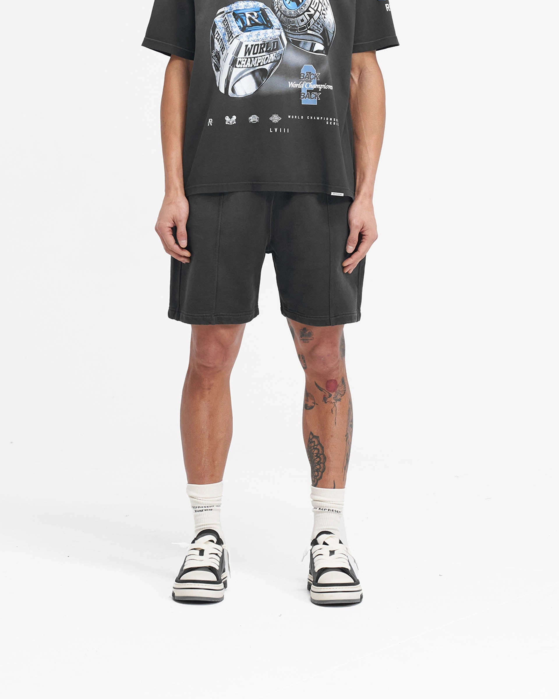 Low-waisted Represent X Feature Sweat Shorts - Stained Black