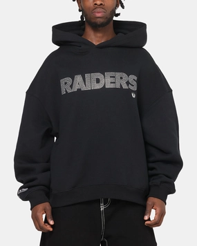 Mitchell & Ness Las Vegas Raiders Rhinestone Hoodie Faded Black Lightweight Jacket HighStrength Threadwork