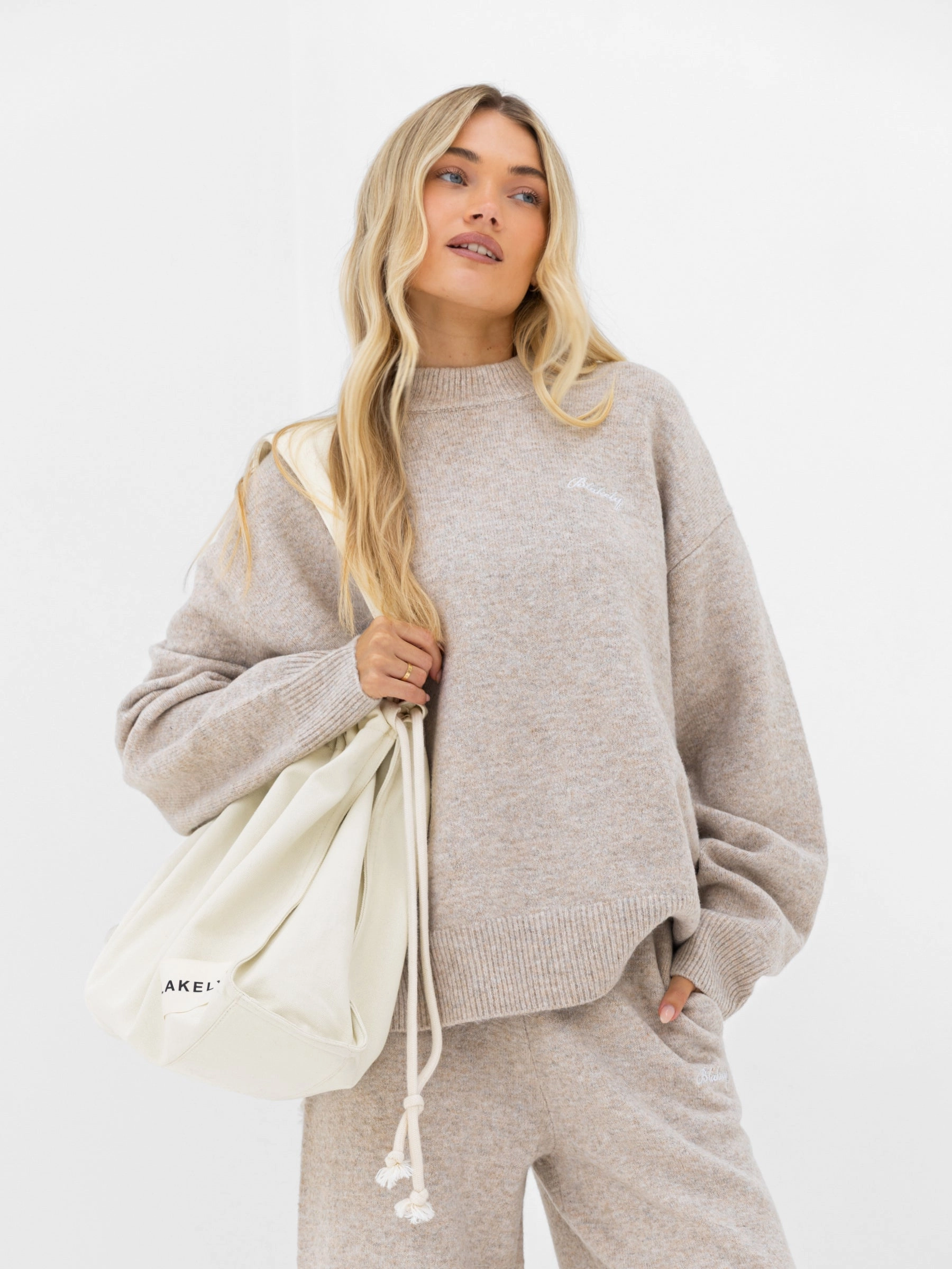 Oversized Knitted Sweater - Toasted Taupe Loopwheel Construction