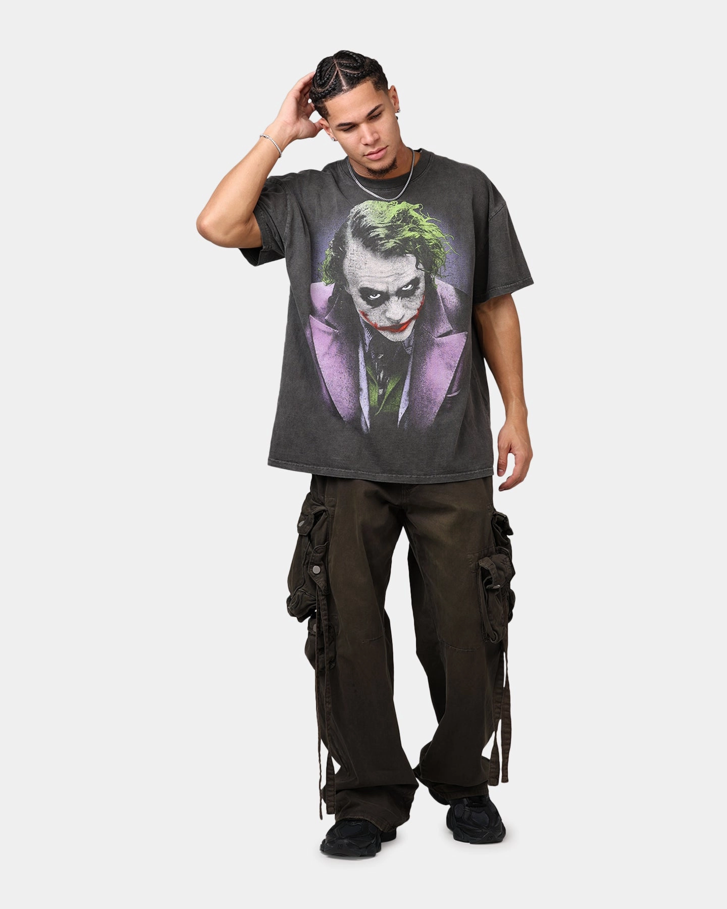 Raw Edge Finish American Thrift X DC Batman The Joker Magic Trick Heavyweight T-Shirt Black Wash