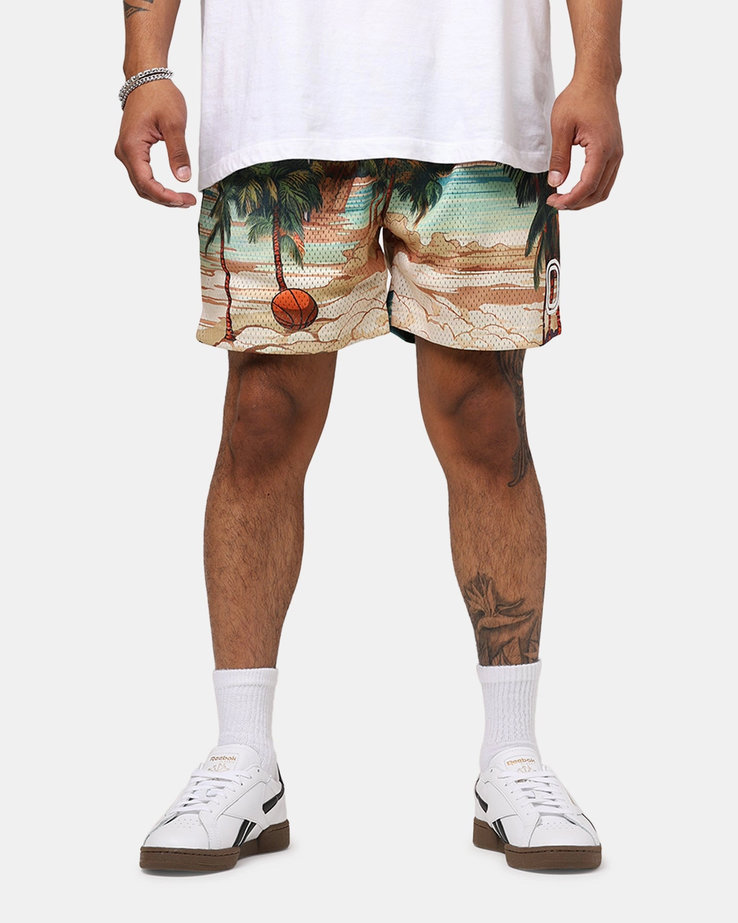 Overtime Paradise Palm Shorts Palm Print Breathable mesh design SturdyBeltLoops