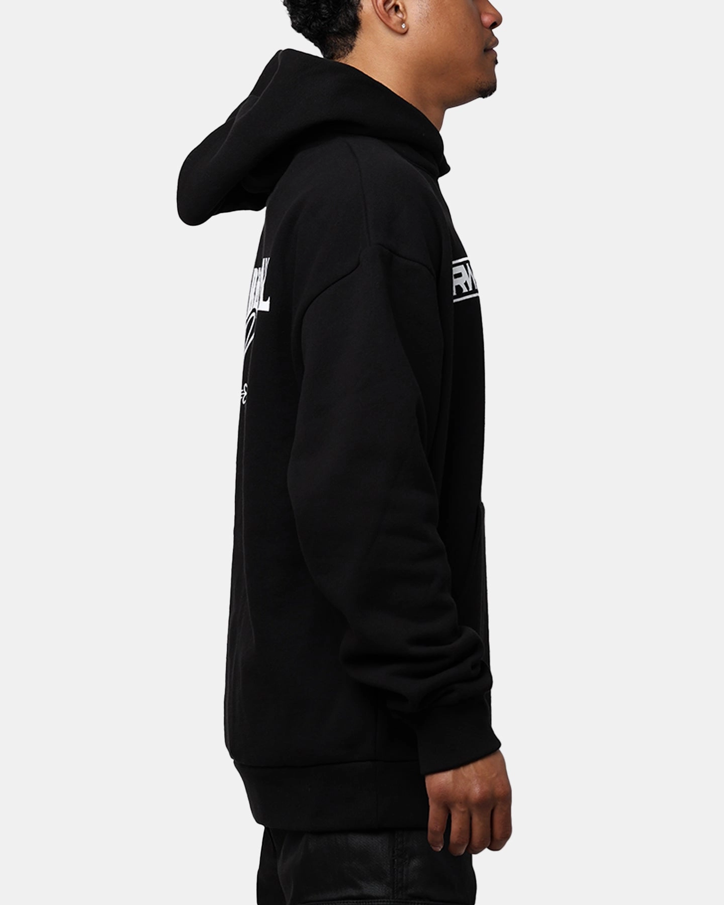 Overtime RWE Hoodie Black Zero Waste Production Label Hidden Zipper Closure