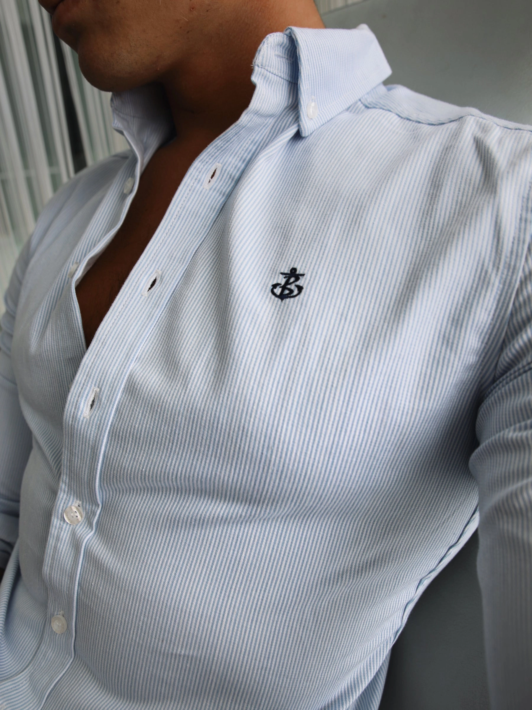 Oxford Fitted Stretch Shirt - Blue Stripe shopping spree