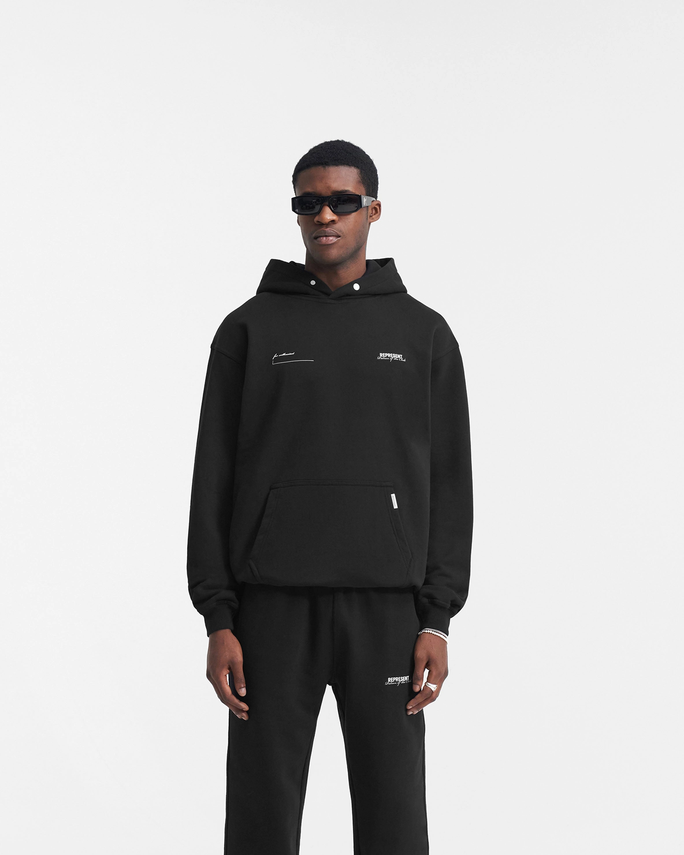 Embroidered Logo Patron Of The Club Hoodie - Black