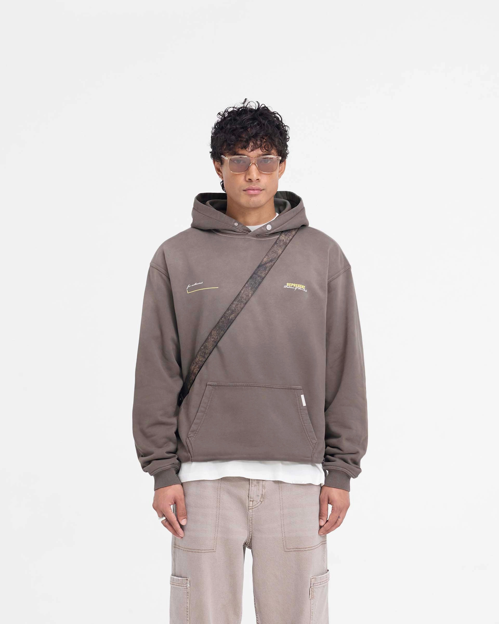 Vintage Appeal Ribbon Details Patron Of The Club Hoodie - Washed Olive