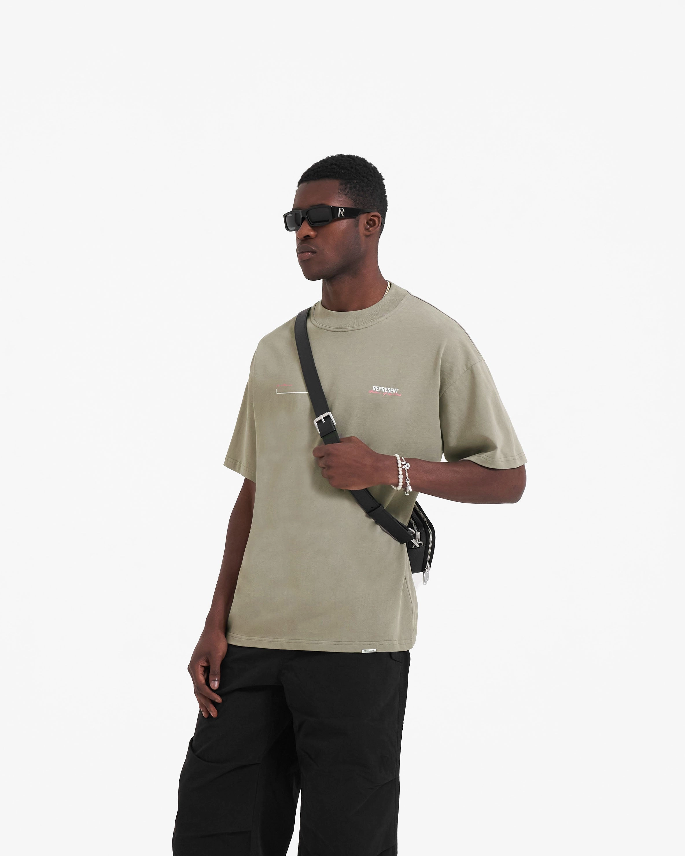 Patron Of The Club T-Shirt - Khaki Pink Urban Style Trend