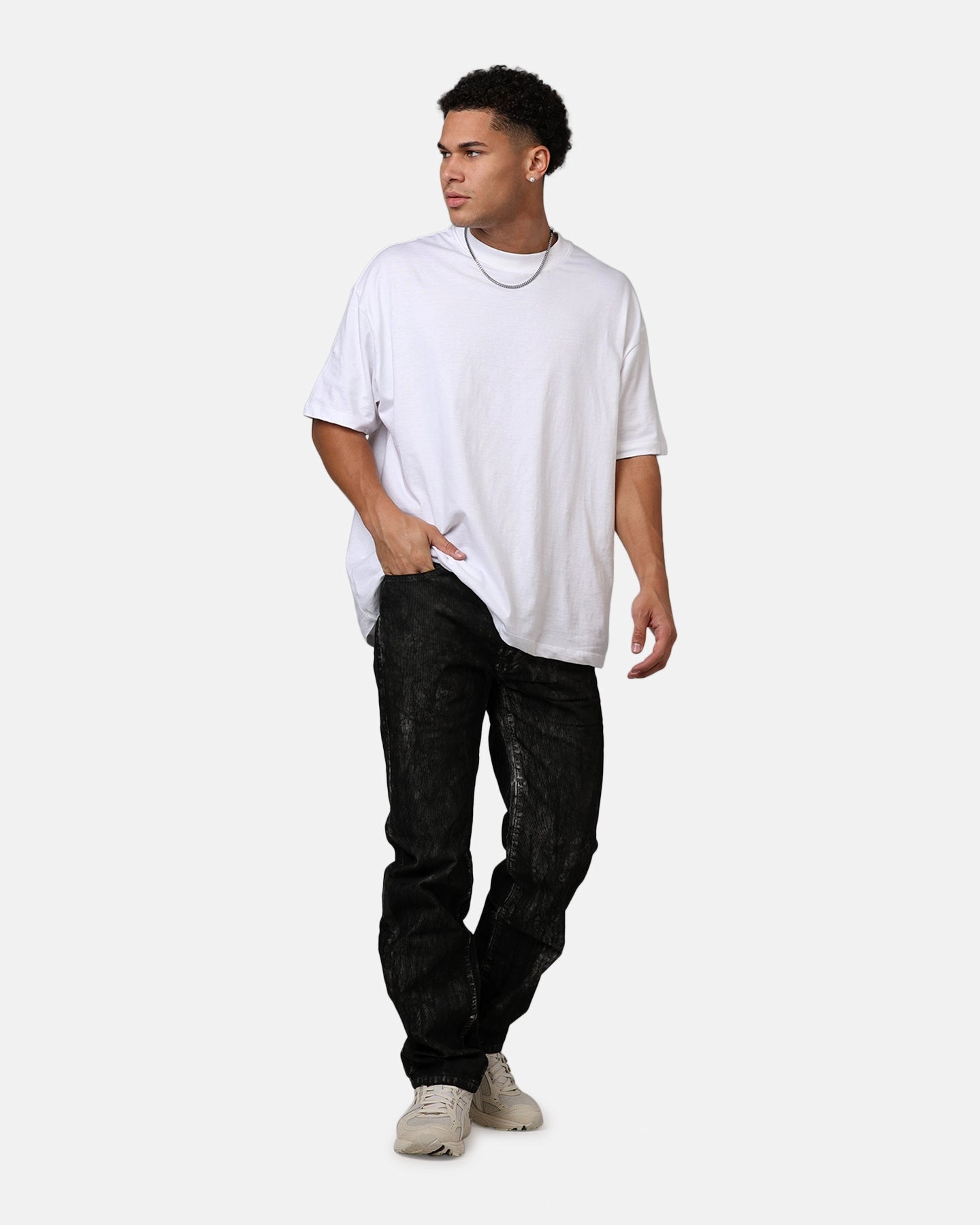 MNML D377 Straight Denim Jeans Washed Black Street Comfort Smart Casual