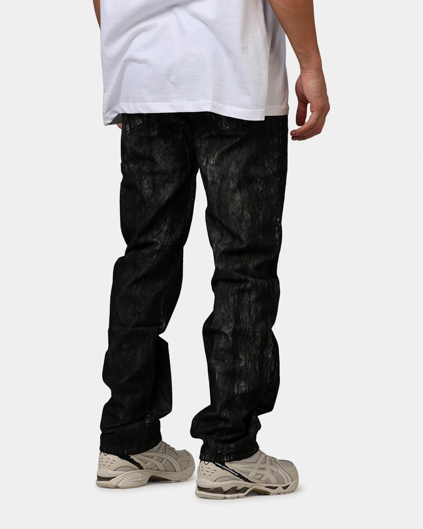 Adjustable Drawcord Odor Control Fabric MNML D377 Straight Denim Jeans Washed Black