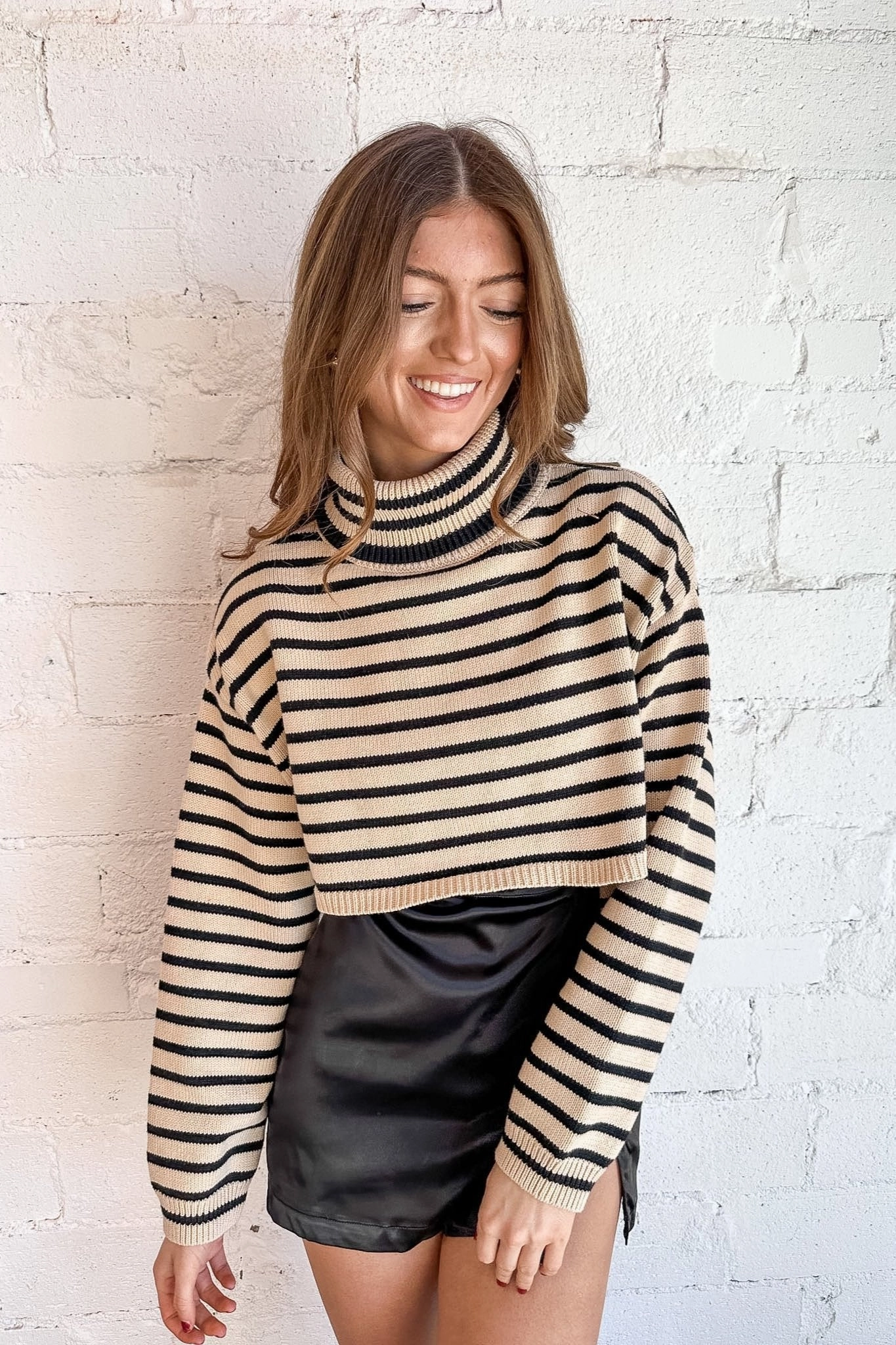 Perfectly Cropped Striped Sweater Daily Piece AntiStatic Finish