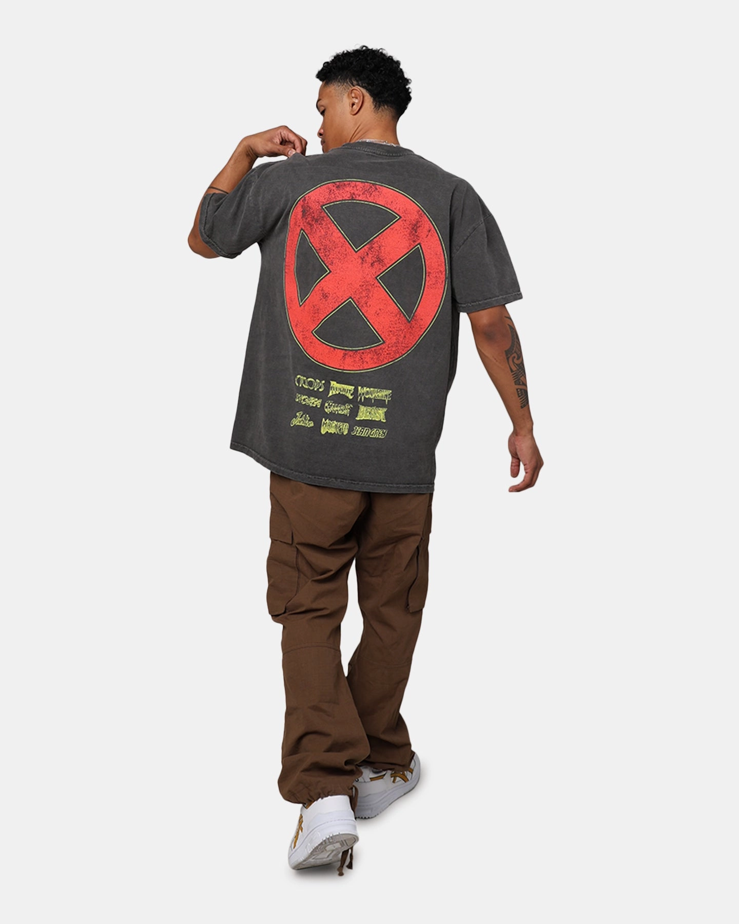 Marvel X-Men The X-Men Heavyweight Vintage T-Shirt Washed Black Minimalist Collar