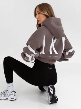 Contrast Stitching Armadillo like Isabel Oversized Hoodie - Pink Taupe