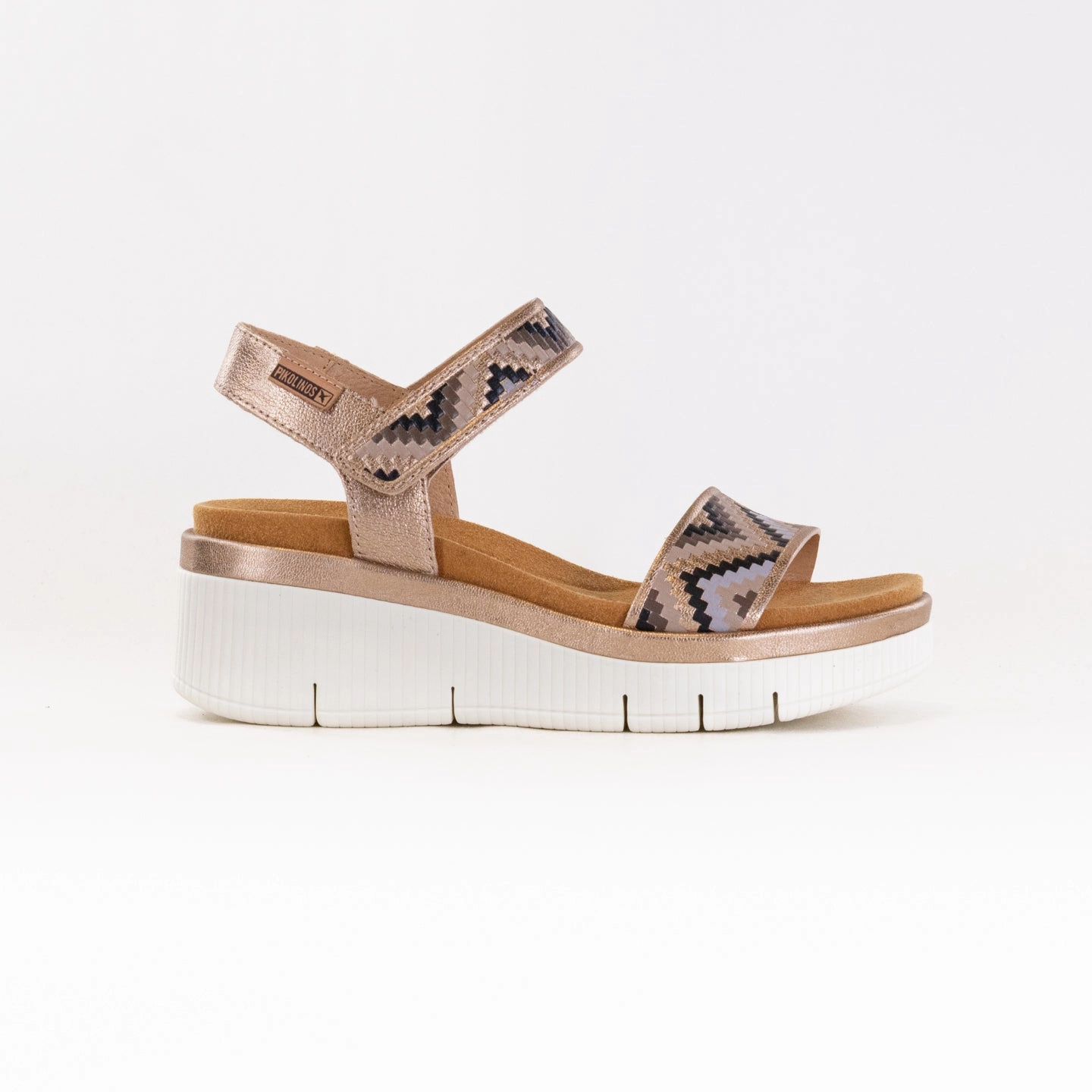 Foot Hug Pikolinos Gomera Pattern Wedge Sandal (Women's) - Champagne