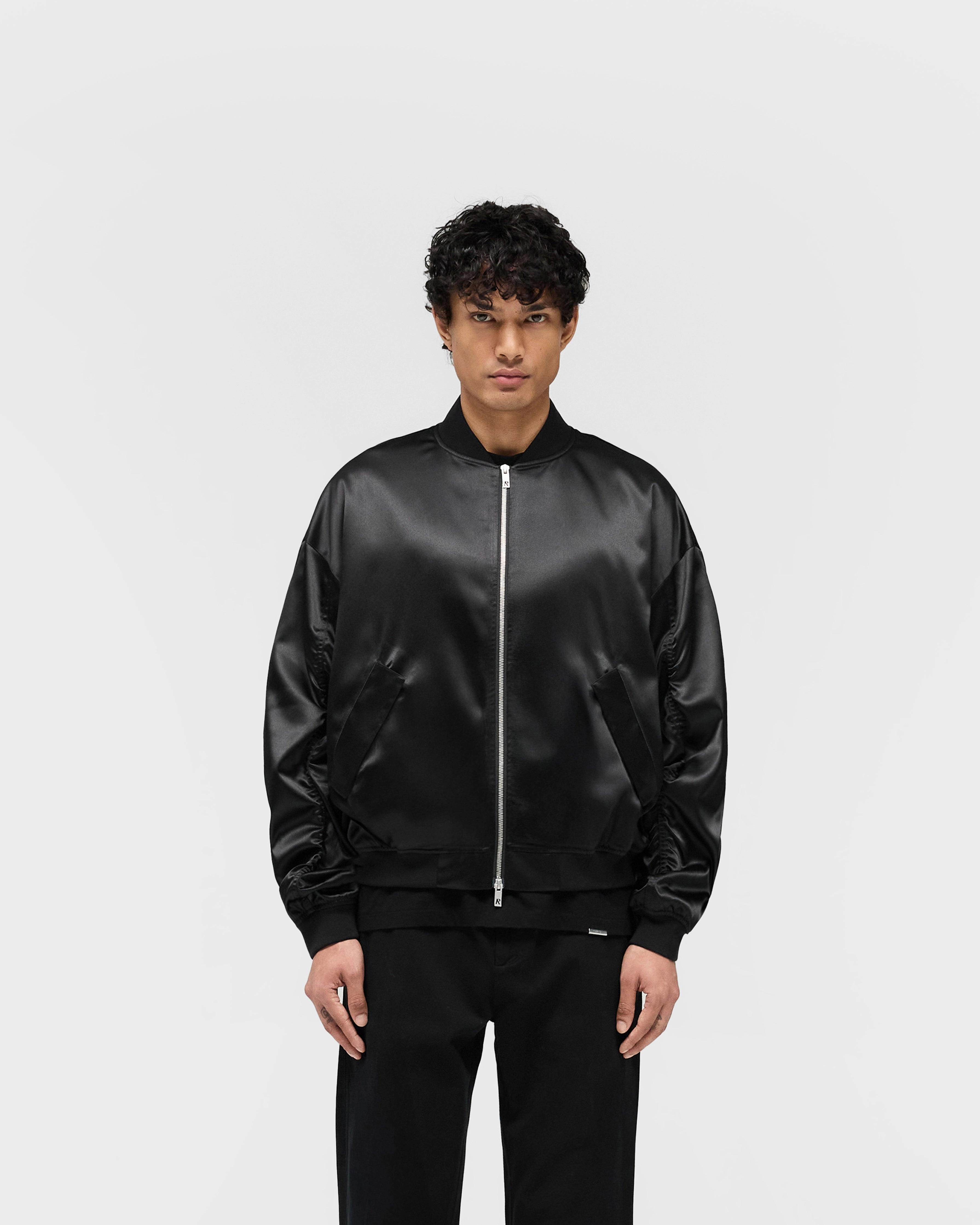 Satin Bomber - Black Relaxed Daily Style