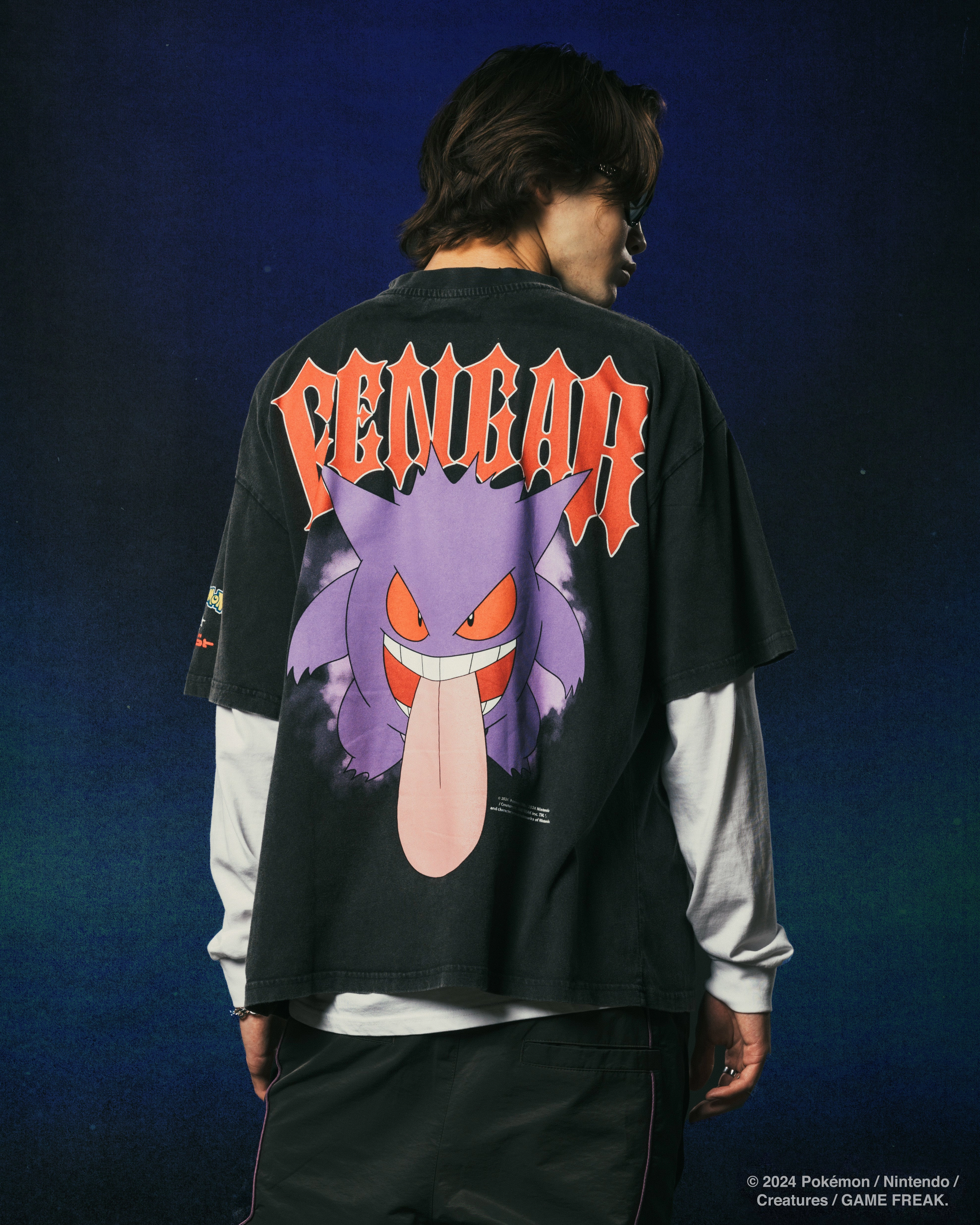 Pok??mon By Loiter Gengar Premium T-Shirt Black Two Tone Texture Effect