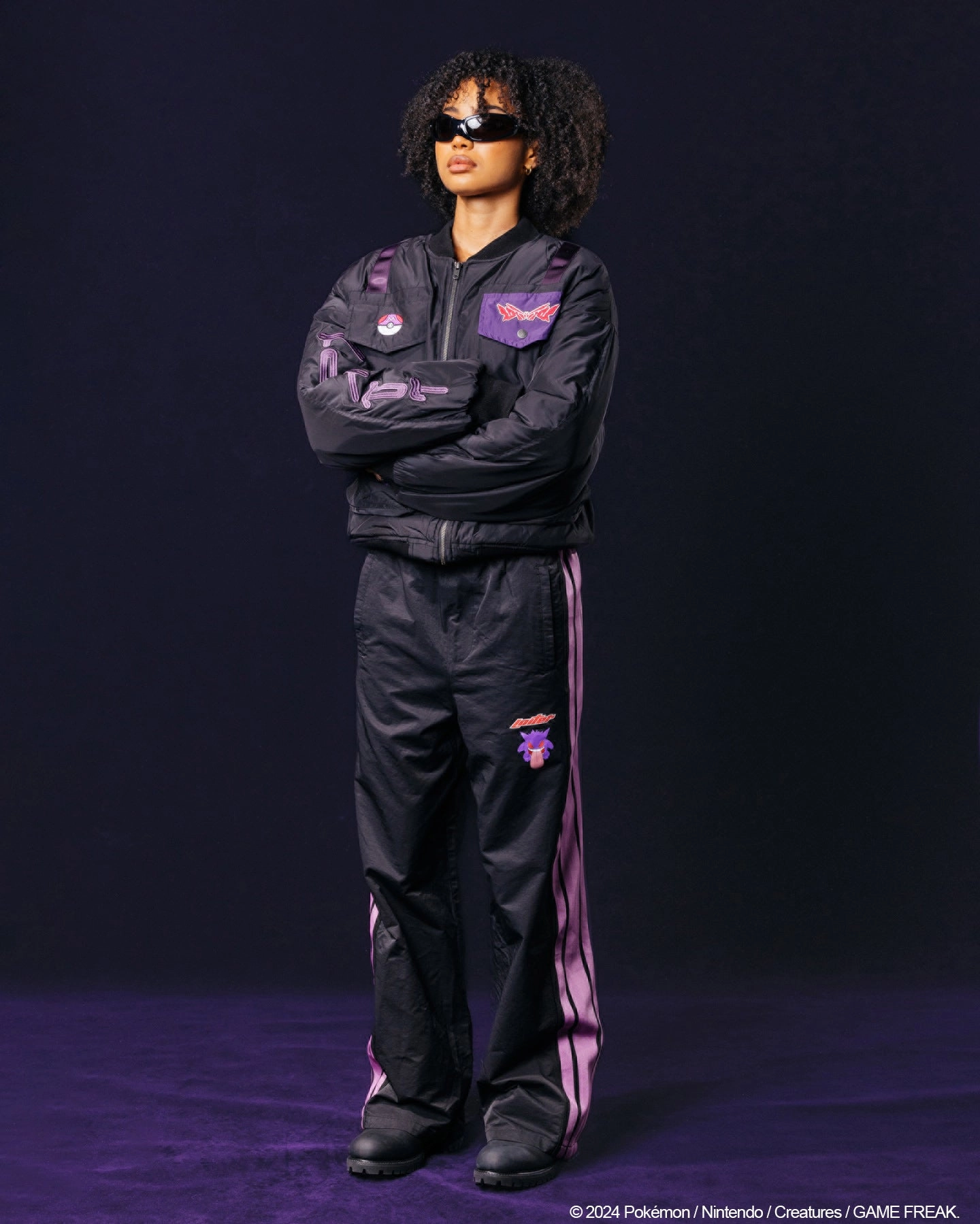 Pok??mon By Loiter Master Ball Bomber Jacket Black Stretch Material Light Weight