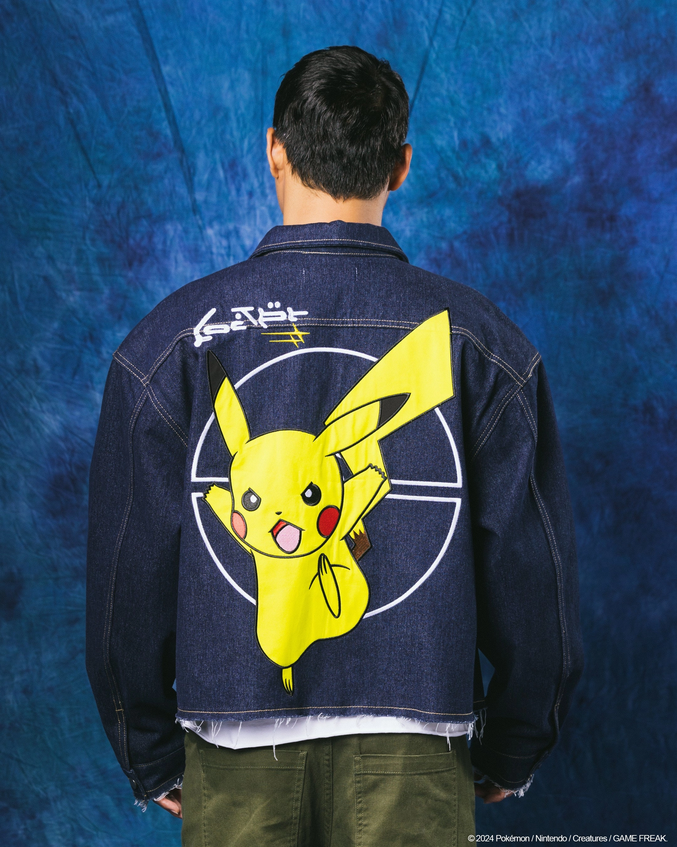 Strong Stitches Compression Fit Technology Pok??mon By Loiter Pikachu Denim Jacket Indigo