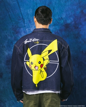 Strong Stitches Compression Fit Technology Pok??mon By Loiter Pikachu Denim Jacket Indigo