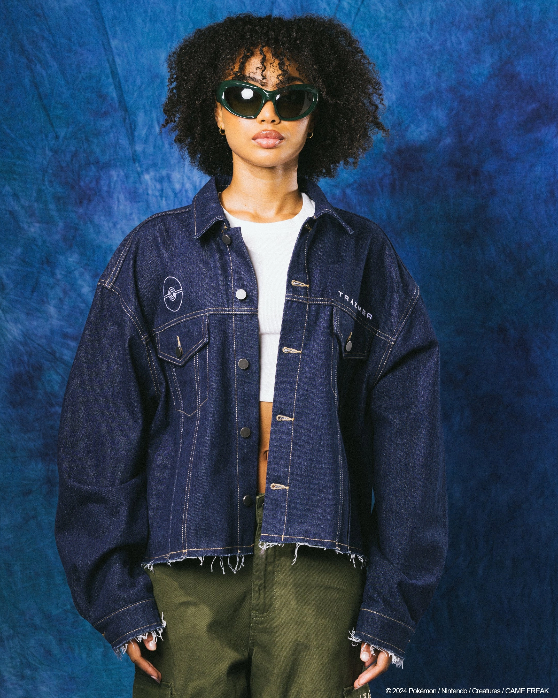 Pok??mon By Loiter Pikachu Denim Jacket Indigo DualLayer Weave