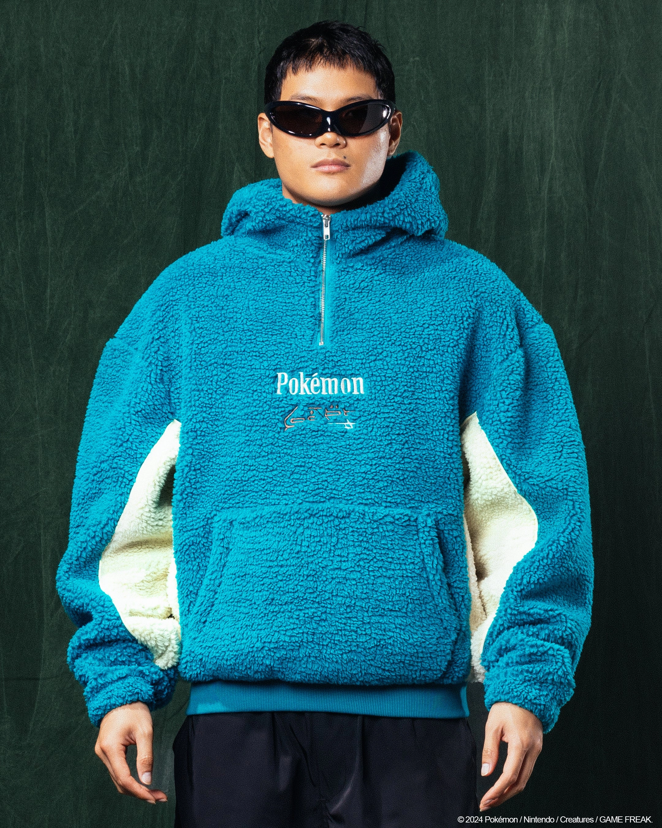 Cool Fabric Pok??mon By Loiter Snorlax Sherpa Hoodie Green/Off White