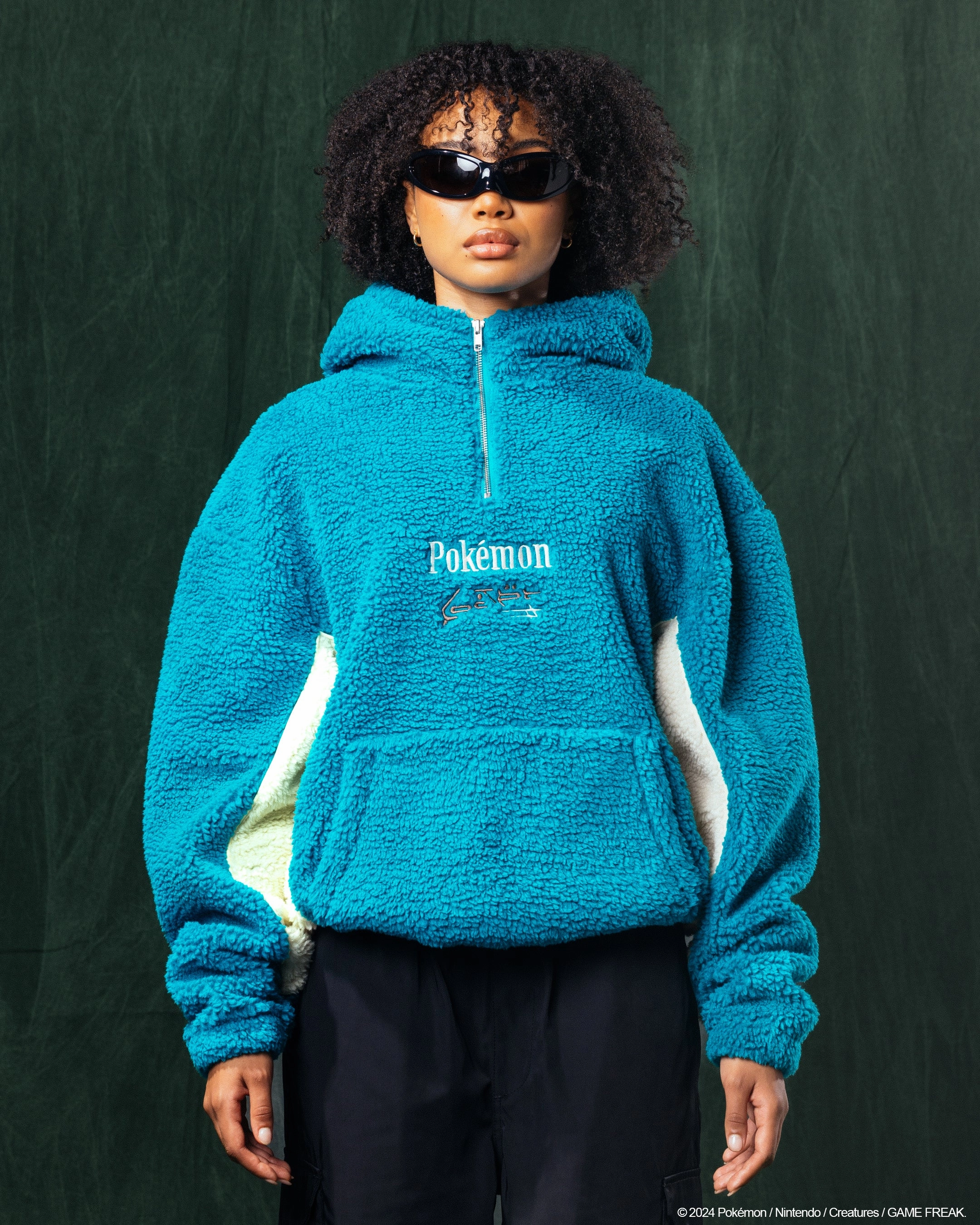 Pok??mon By Loiter Snorlax Sherpa Hoodie Green/Off White Durable Stitching