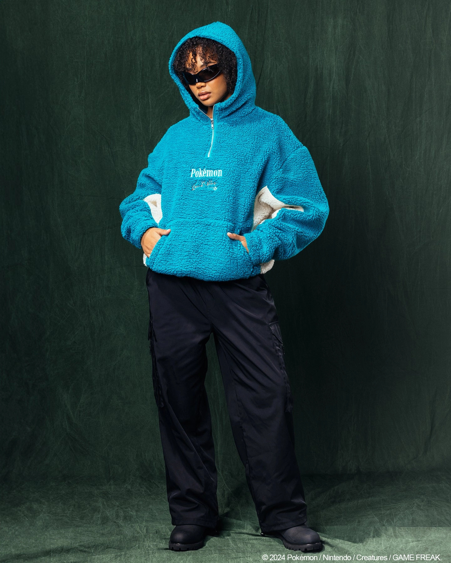 Pok??mon By Loiter Snorlax Sherpa Hoodie Green/Off White Non Restrictive Collar