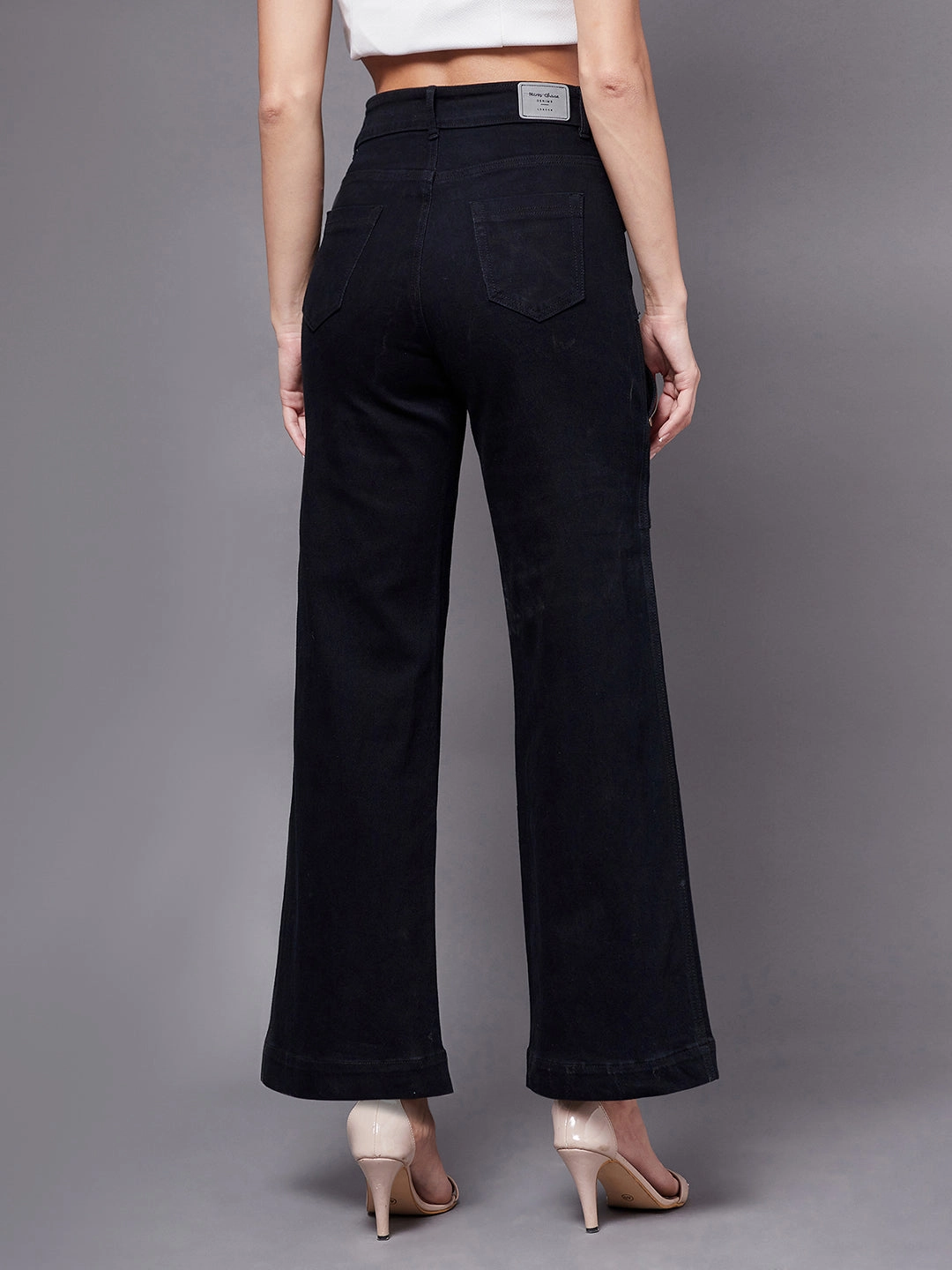 24/7 Comfort Black flared High-Rise Stretchable Denim Jeans Weekend Warrior Elegant