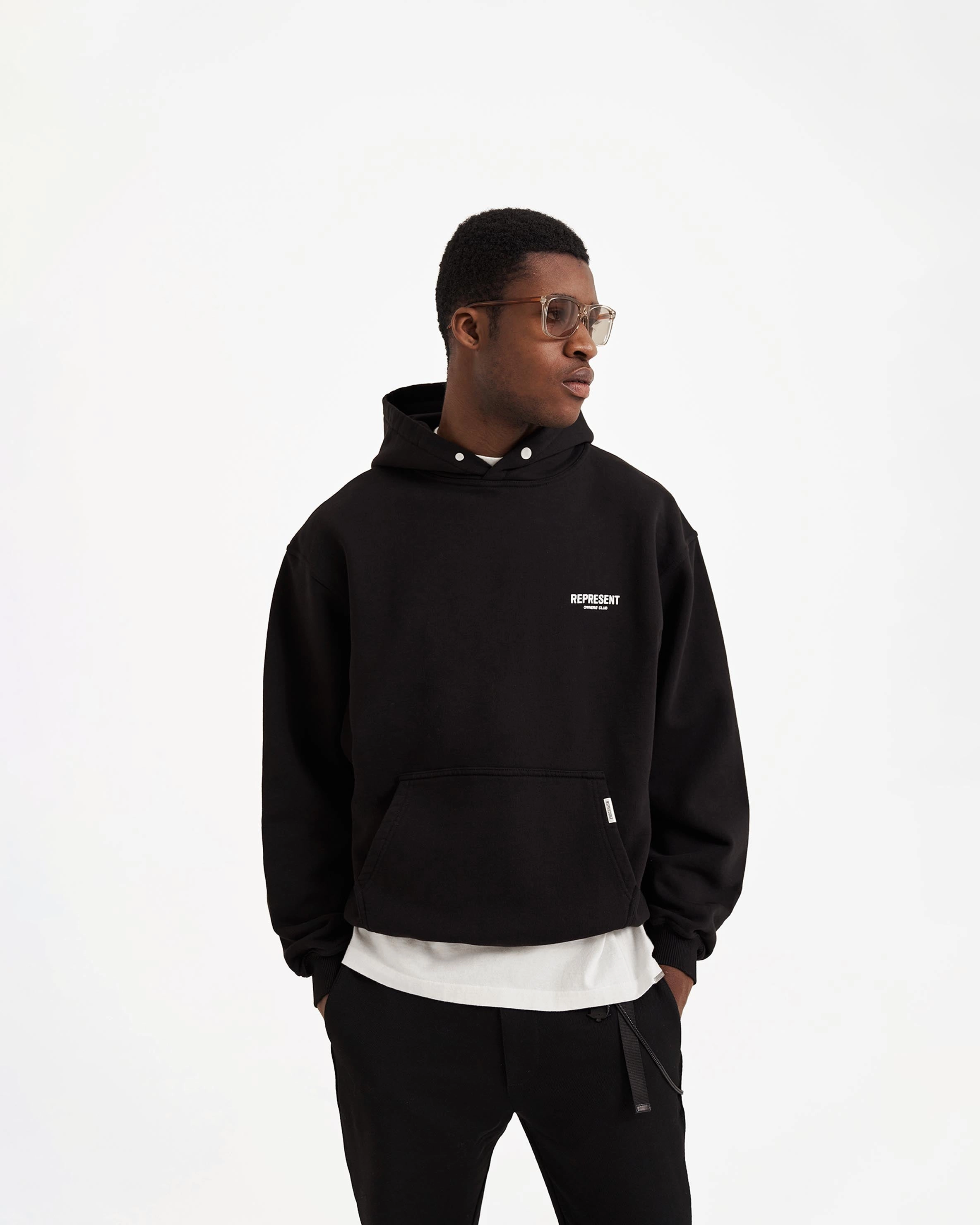 Represent Owners Club Hoodie - Black Ramadan wear Raw Hem Detail
