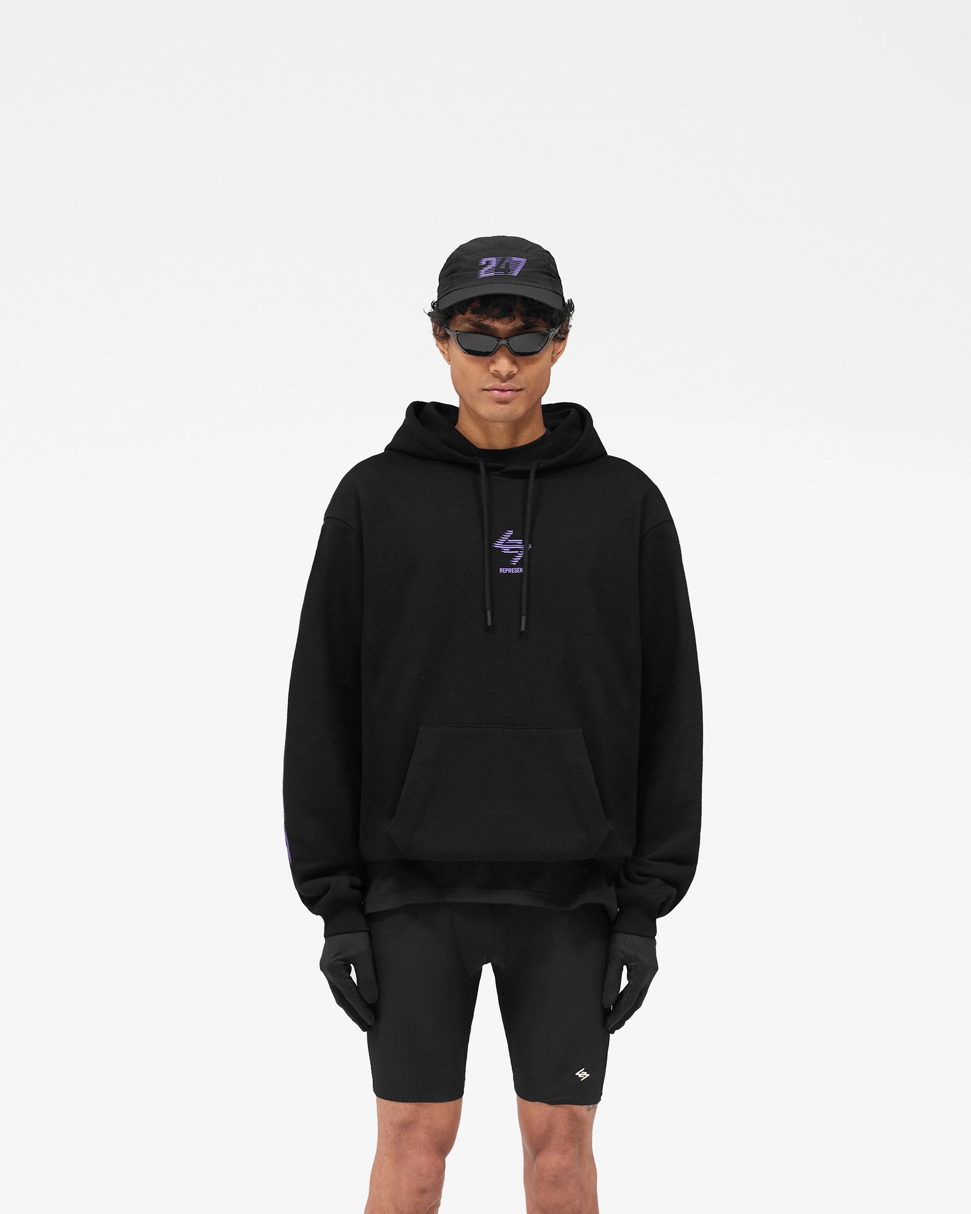 New Year's Eve wear 247 Berlin Hoodie - Black Purple