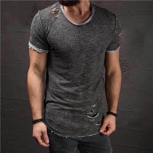 West Louis? Ripped Slim Fit Cotton T-Shirt Active Style Trend