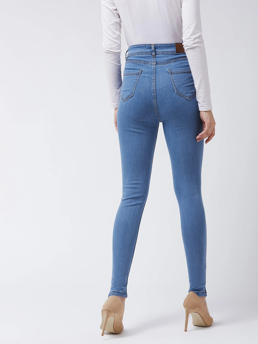 24/7 Comfort Blue Skinny High-Rise Distressed Denim Jeans Timeless Feel Festival Outfit Comfy