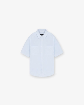 Short Sleeve Pinstripe Shirt - Baby Blue Stylish Comfort Stylish Detail