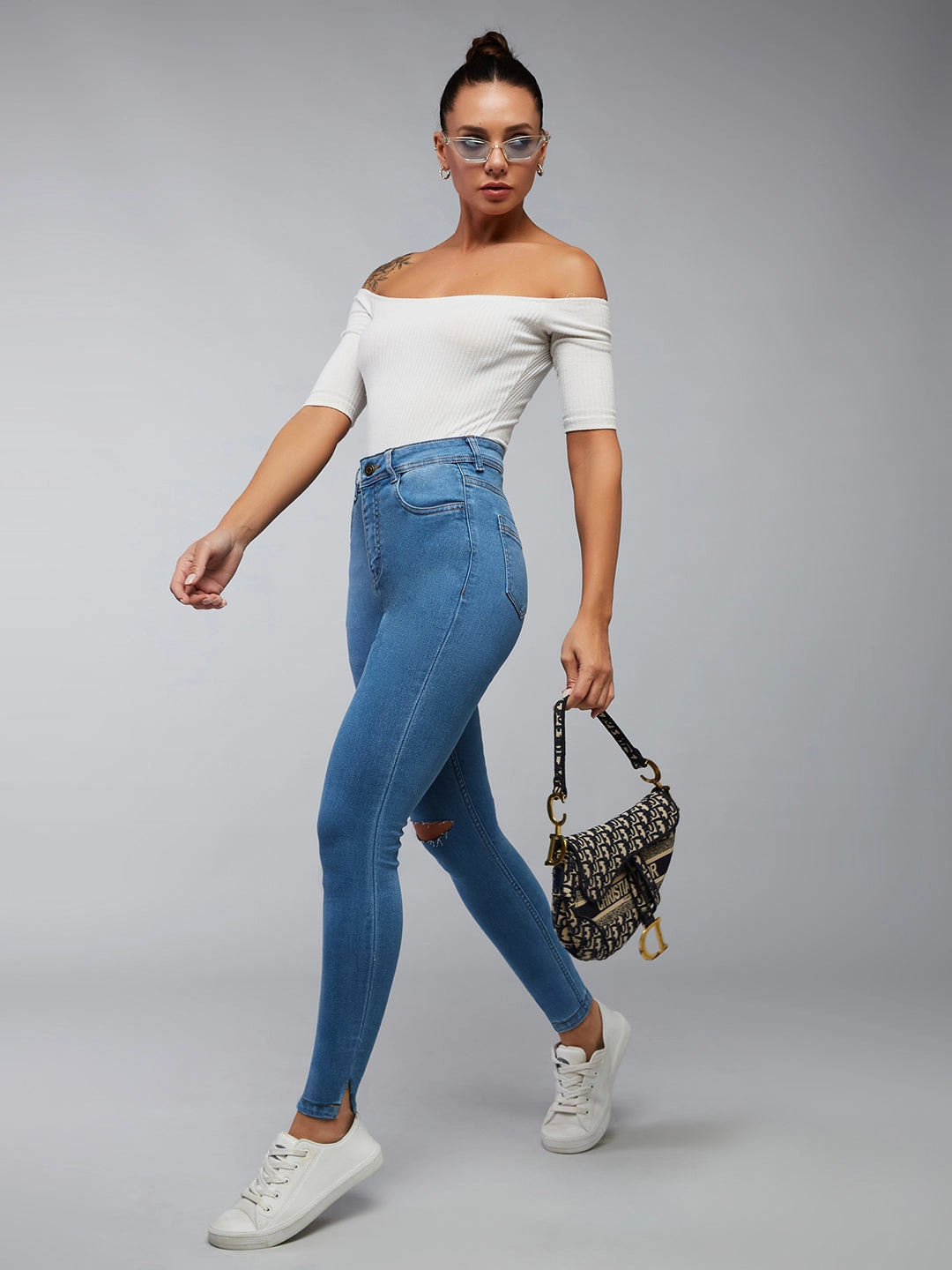 CHASEstretch? Blue Skinny High-Rise Distressed Denim Jeans Any Occasion