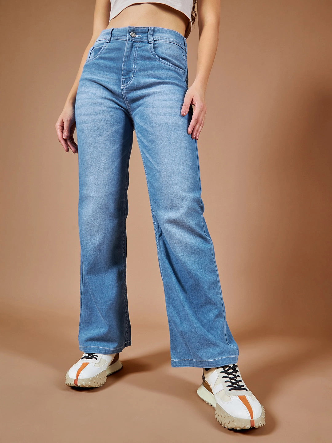 Relaxed Comfort 24/7 Comfort Mid-Rise Light Blue Wide-Leg Denim Jeans