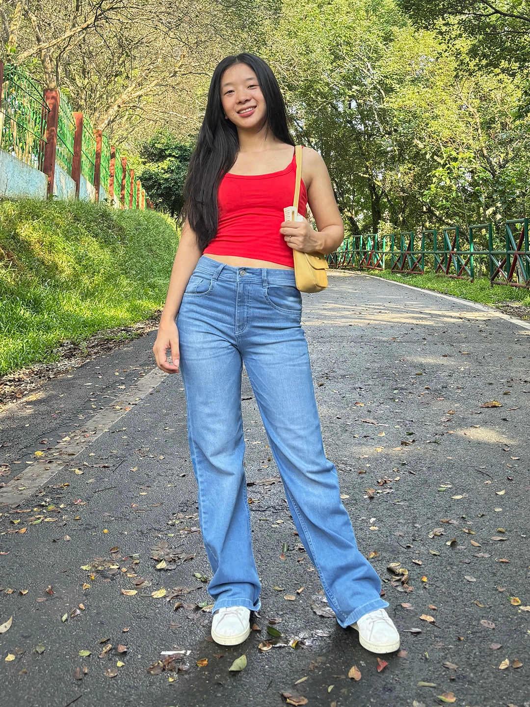 24/7 Comfort Mid-Rise Light Blue Wide-Leg Denim Jeans Basic Comfort Sunny Vibes Weekend Style Traveler Gear