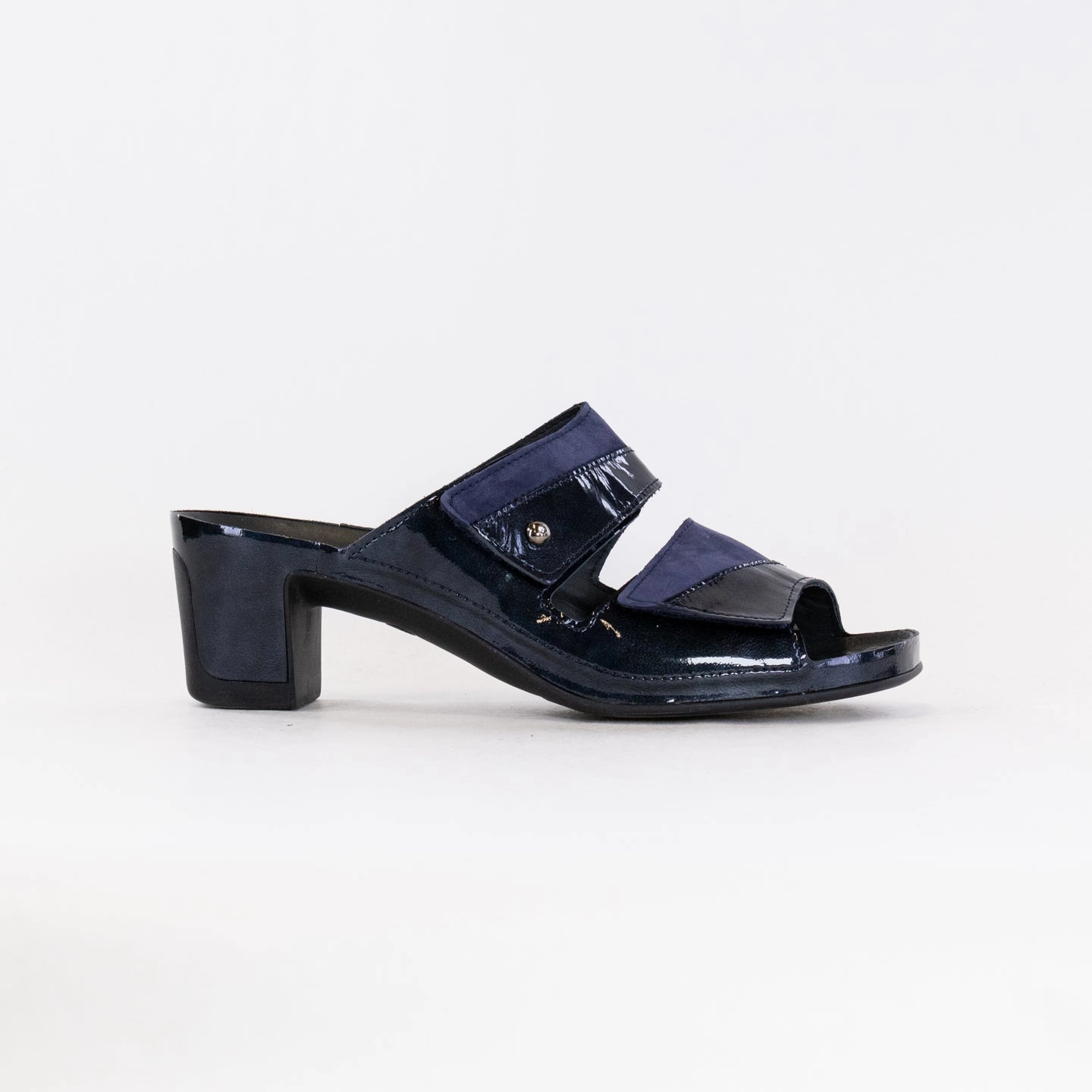 Vital Joy Mule Sandal (Women's) - Apache Blue Nubuck/Patent Leather Sleek Casual Shoes Enhanced Ground Contact Surface
