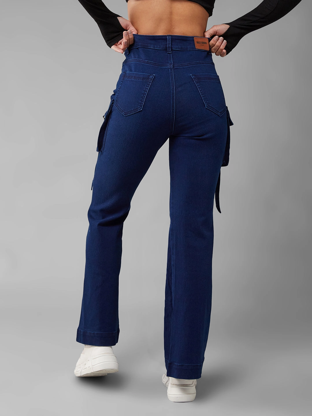 CHASEstretch? Navy-Blue Bootcut High-Rise Denim Jeans Office Casual