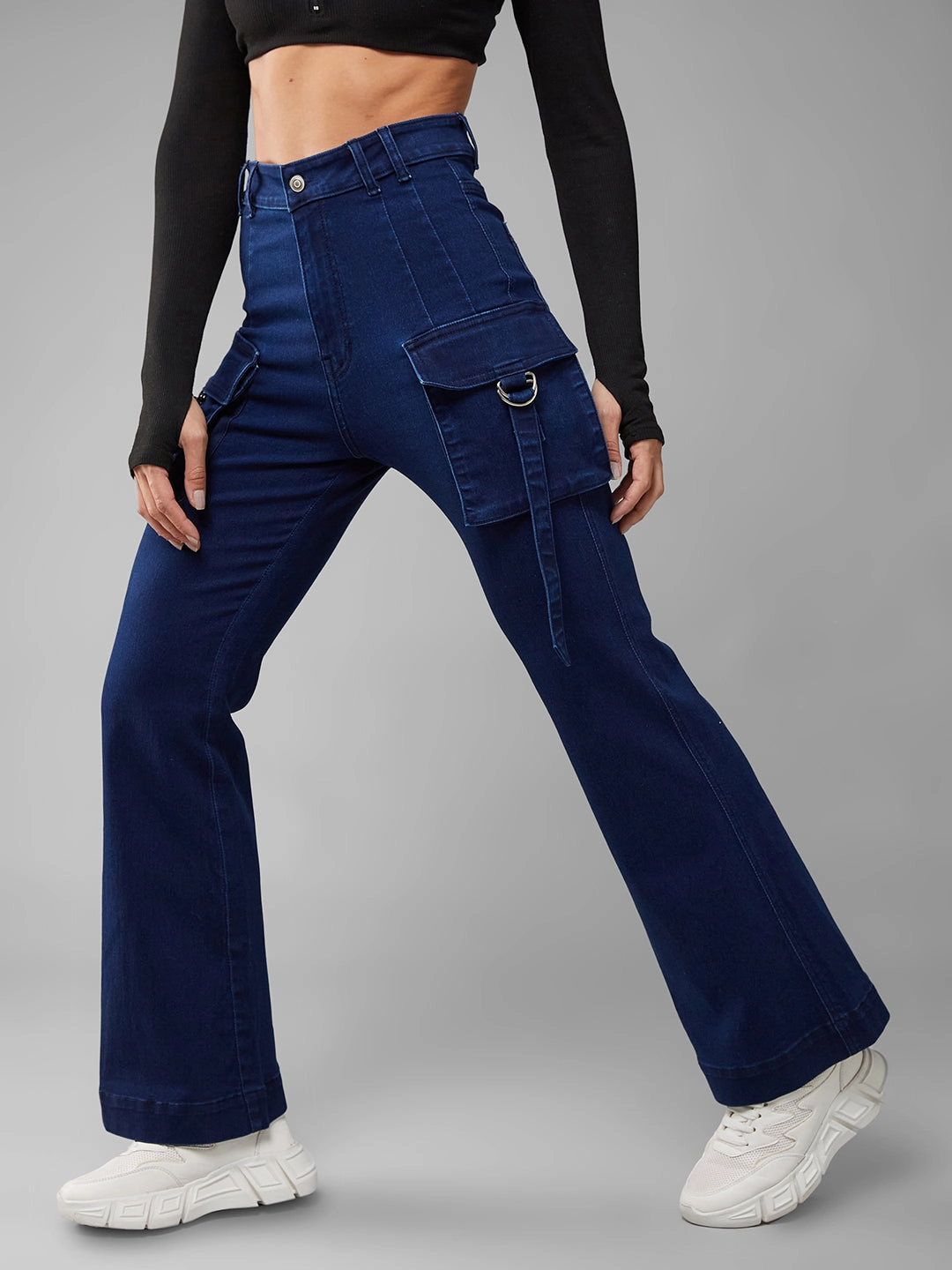 CHASEstretch? Navy-Blue Bootcut High-Rise Denim Jeans Everyday Comfort Adaptive Look