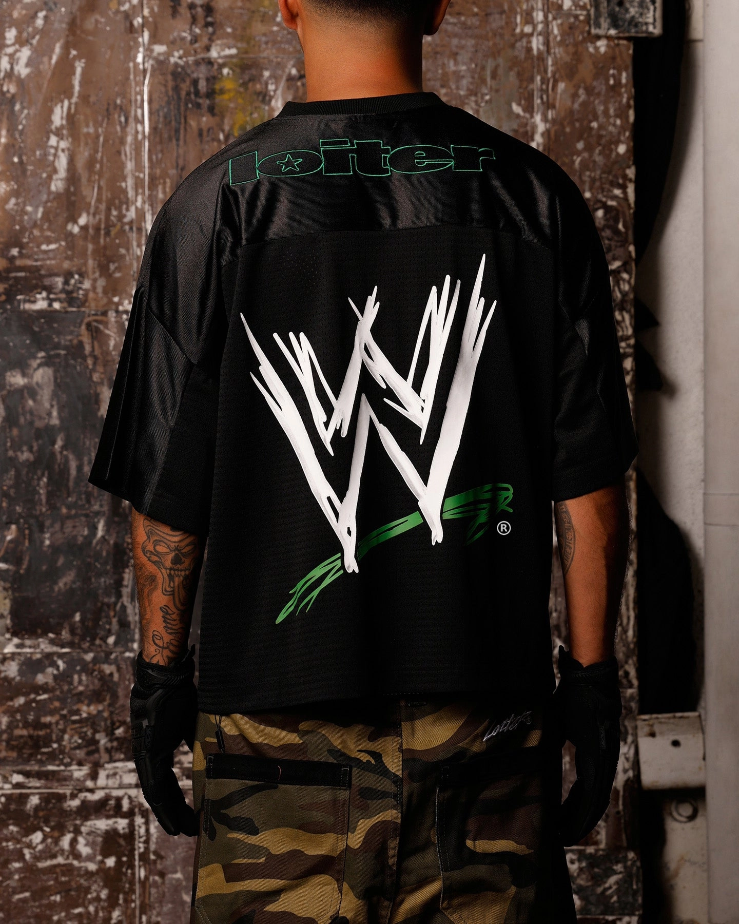 Winter Fashion Low Profile Zipper Closure Loiter X WWE Wrestle Mania Training Jersey Black