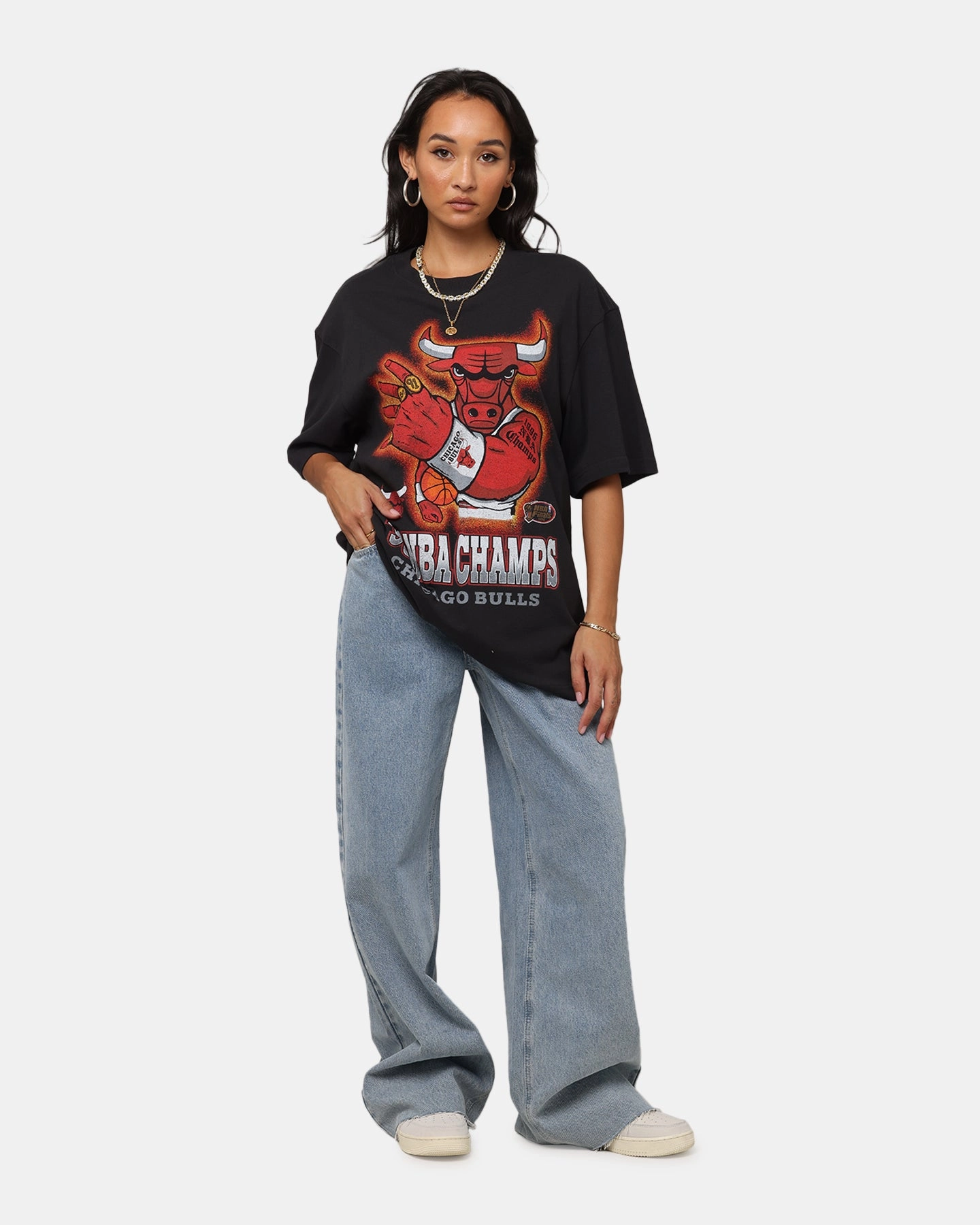 Bamboo Derived Material Mitchell & Ness Chicago Bulls '96 NBA Champs T-Shirt Faded Black