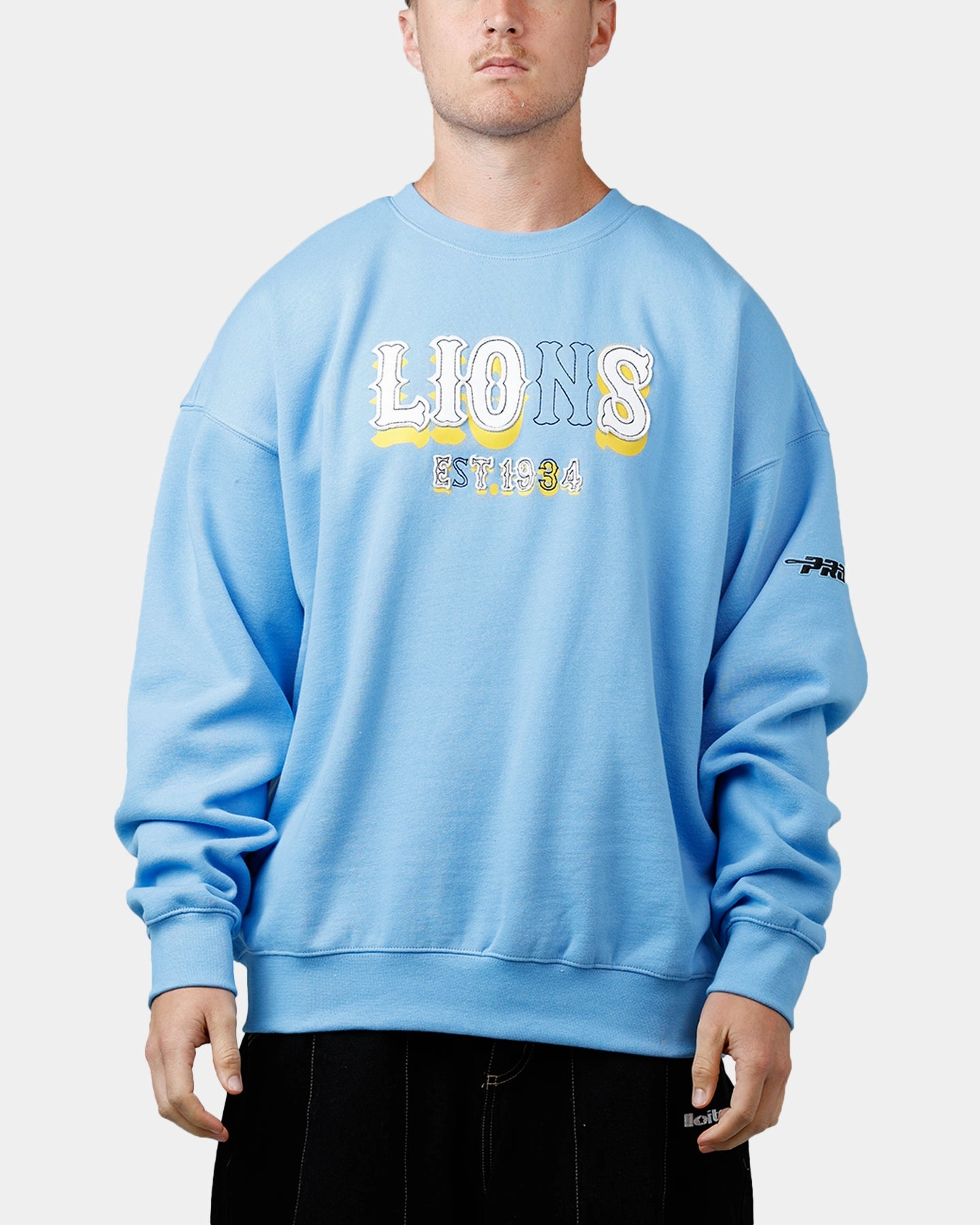 Pro Standard Detroit Lions Kickoff Crewneck Light Blue FrictionResistantEdges Biodegradable material