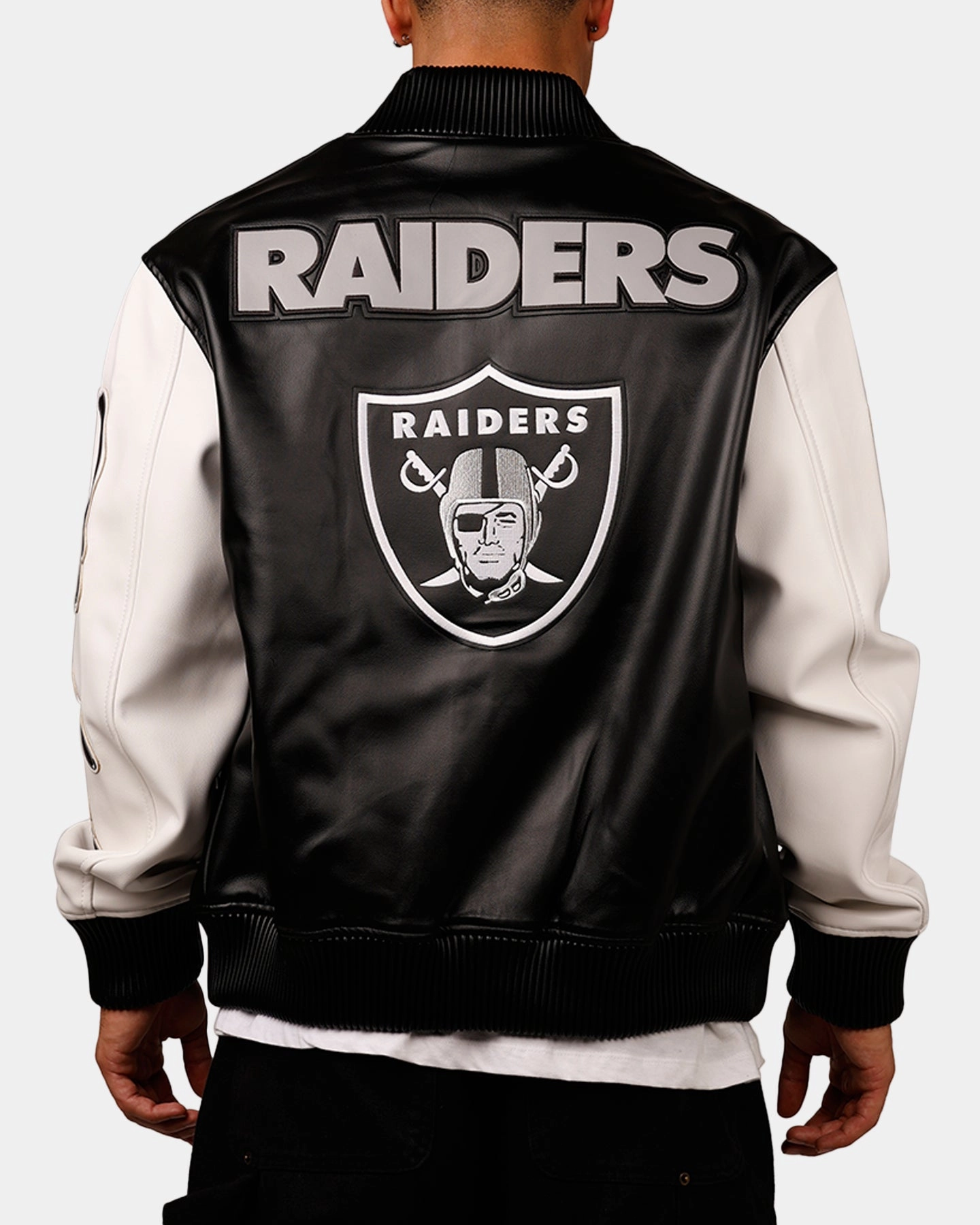 Pro Standard Las Vegas Raiders Varsity Jacket Black Double Buttons Dynamic Compression Fit