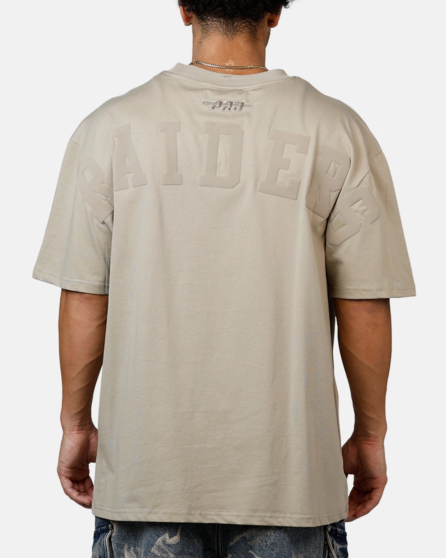 Pro Standard Las Vegas Raiders Wingspan T-Shirt Taupe Layered Placket Design