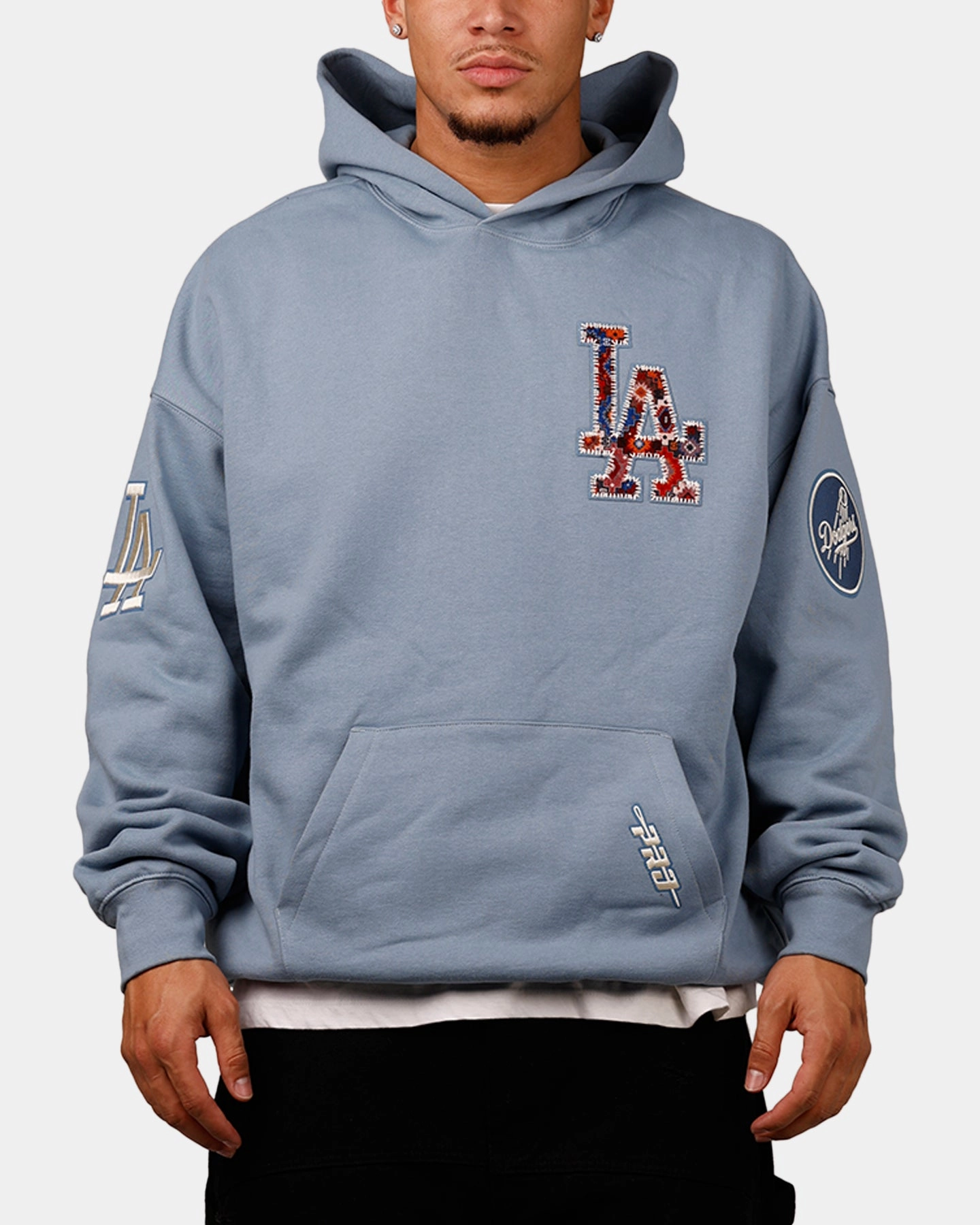 Regular Fit Textured Weave Pro Standard Los Angeles Dodgers 'Dodgers Tapestry' Hoodie Blue