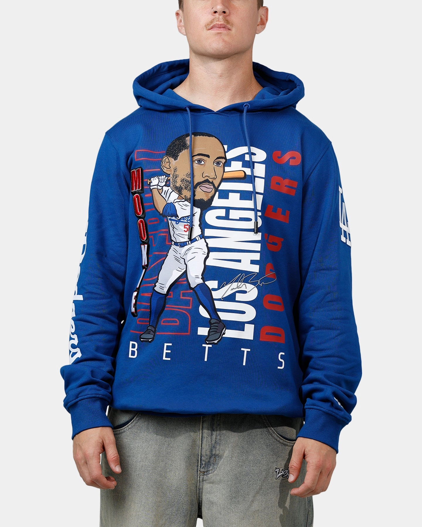 Reinforced Hem Stitching Pro Standard Los Angeles Dodgers Mookie Betts Avatar Hoodie Blue
