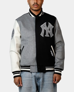 Pro Standard New York Yankees Reverse French Terry Wool Varsity Jacket Black/Grey Wind Shield Moisture Wicking Inner