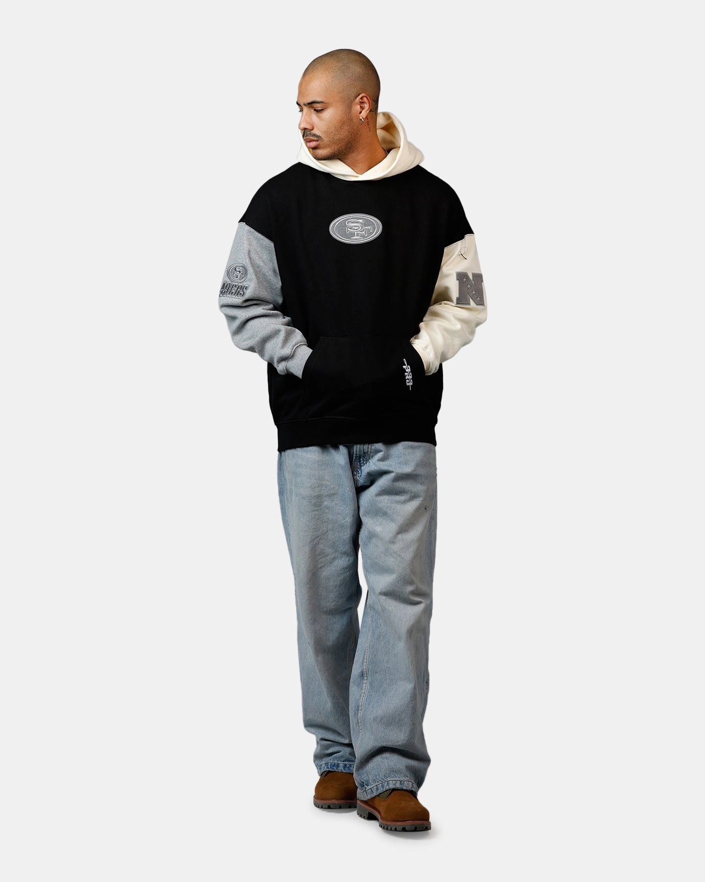 Pro Standard San Francisco 49ers Reverse French Terry Hoodie Black/Grey FlexibleLayeredConstruction