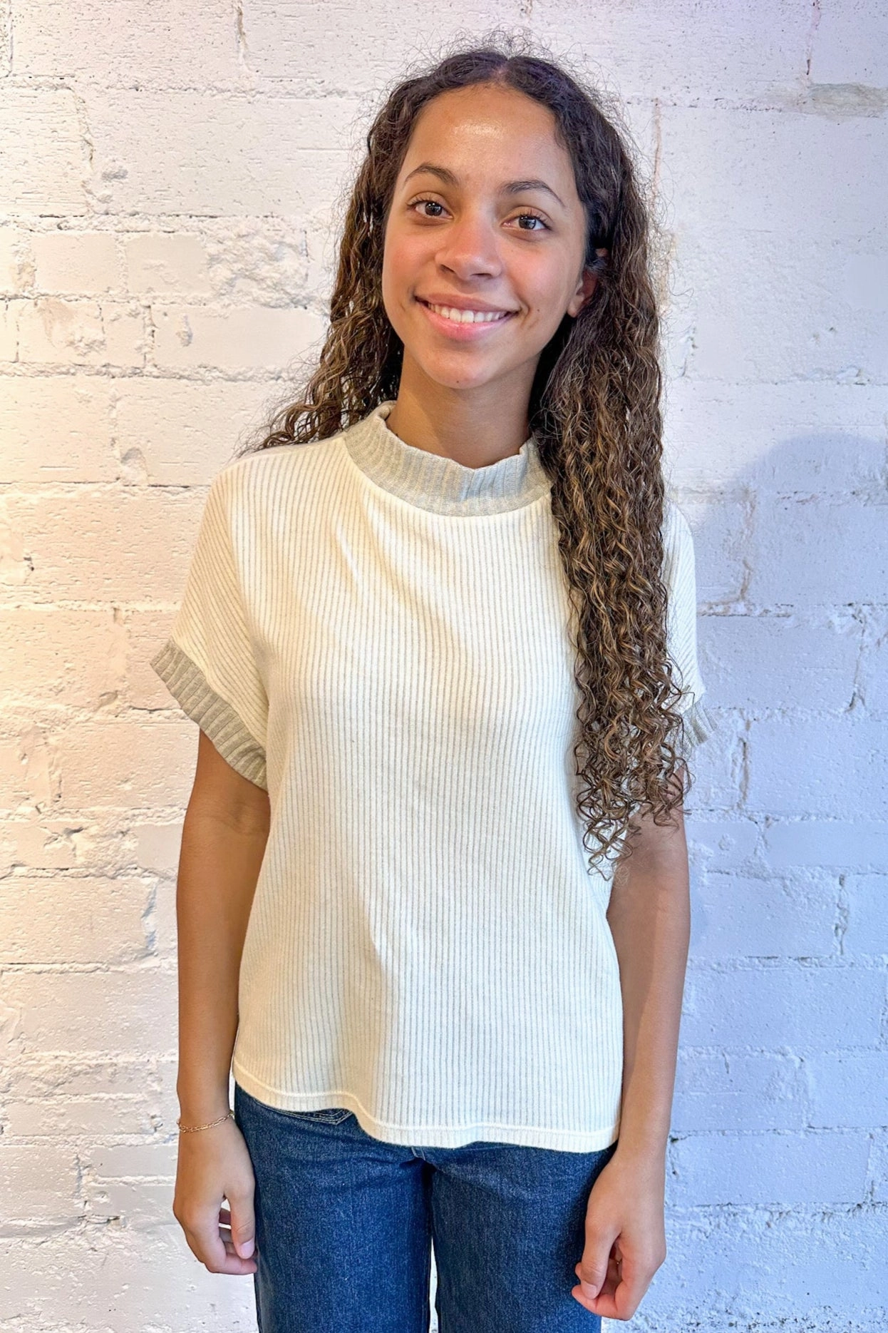 Project Social Everly Mixed Rib Tee Textured Weave