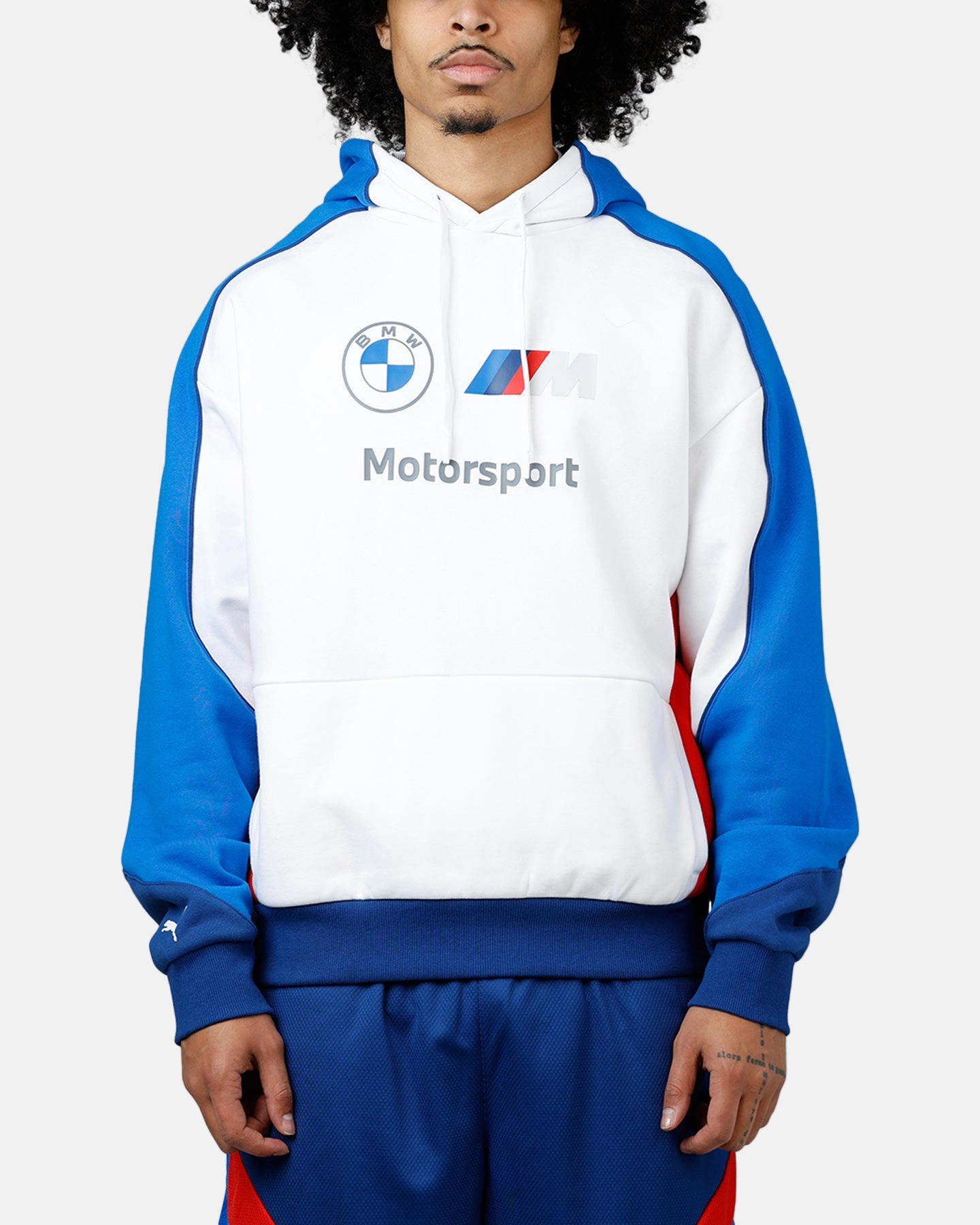 Puma X BMW MMS Hoodie White/Blue Multi Panel Design